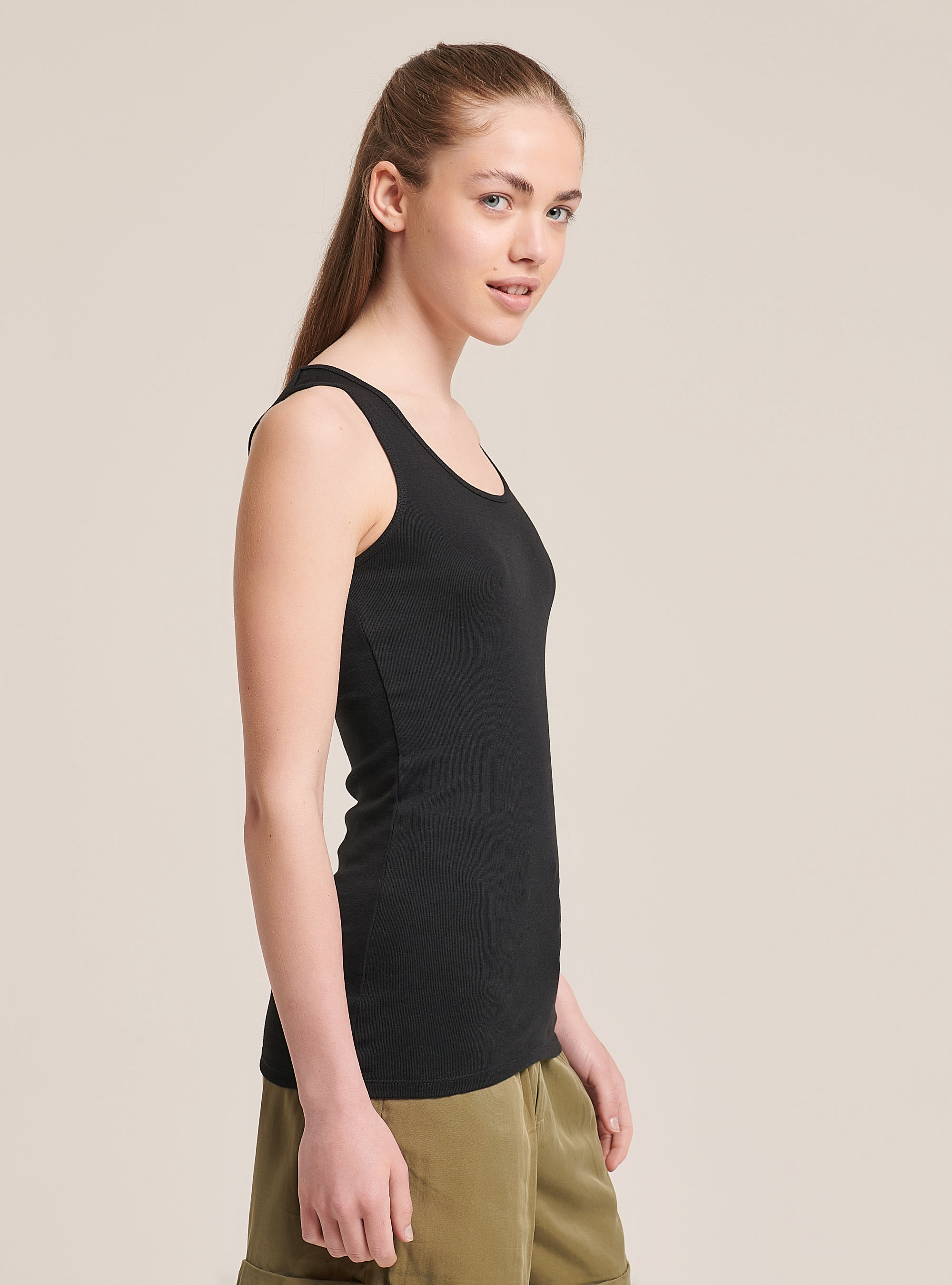 D&eacute;bardeur c&ocirc;tel&eacute; essential en tissu stretch, C101 BLACK