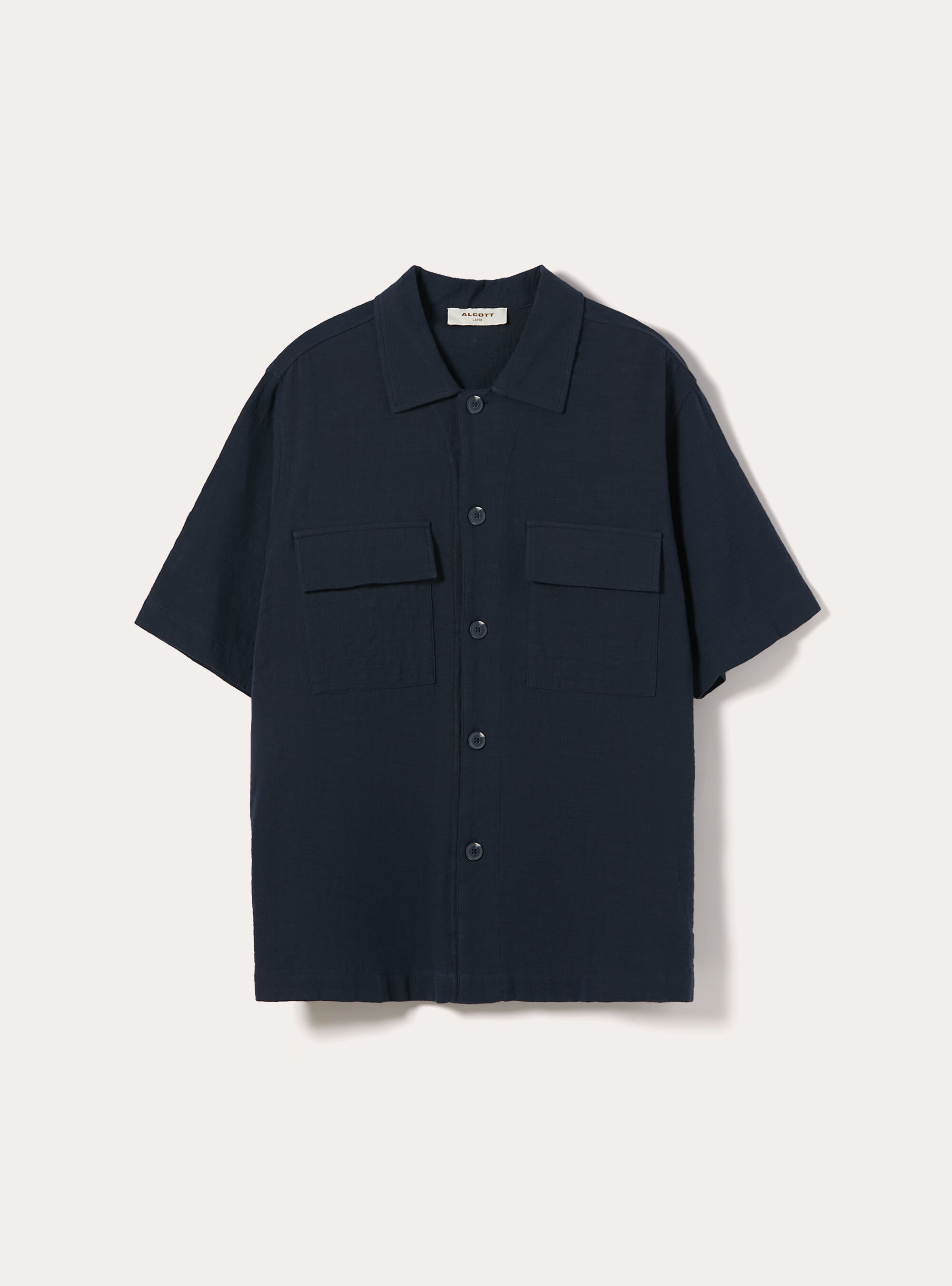 Short-Sleeved Cotton Shirt, NA2 NAVY MEDIUM