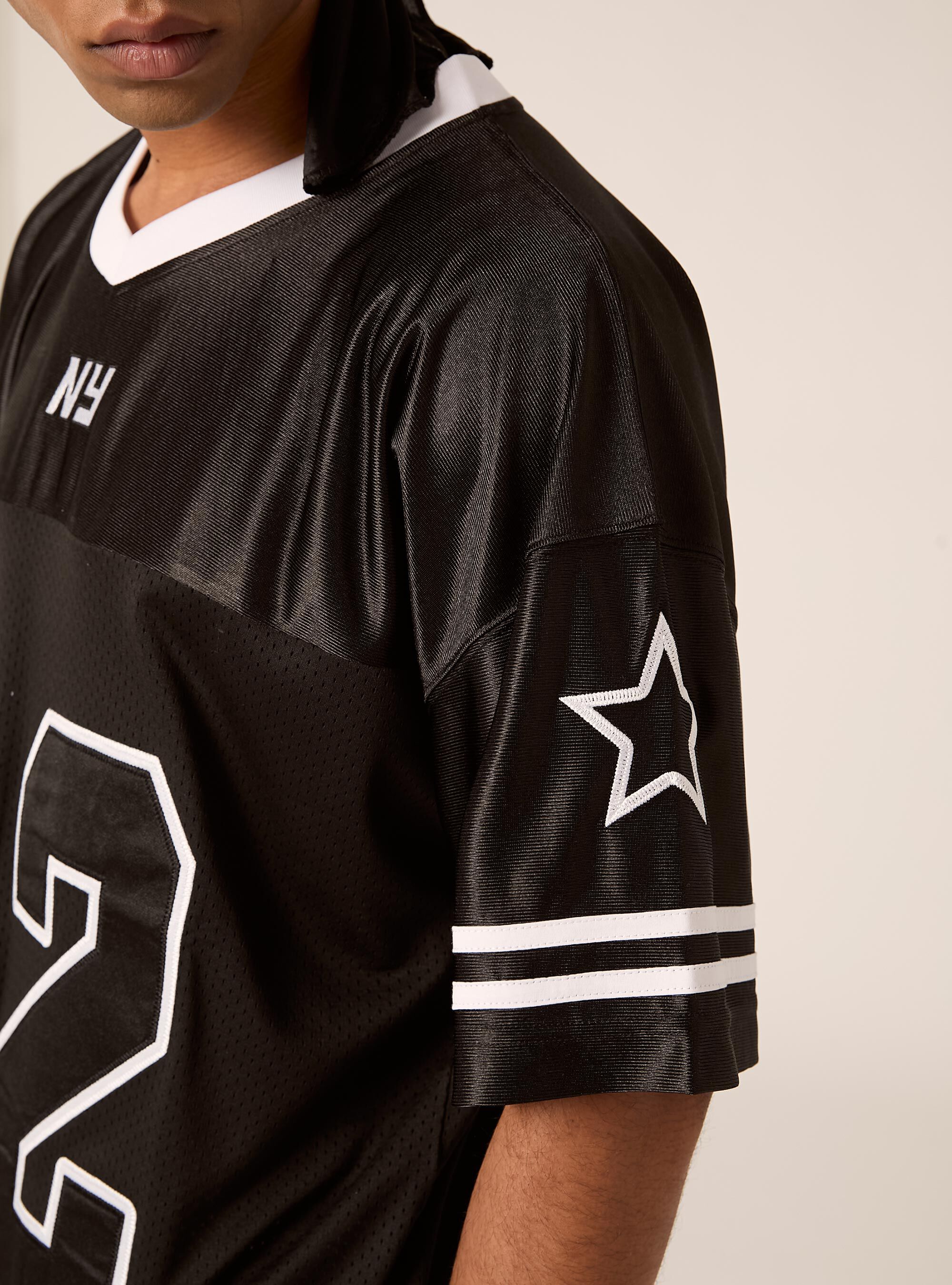 T-shirt Football avec &eacute;cussons, BK1 BLACK