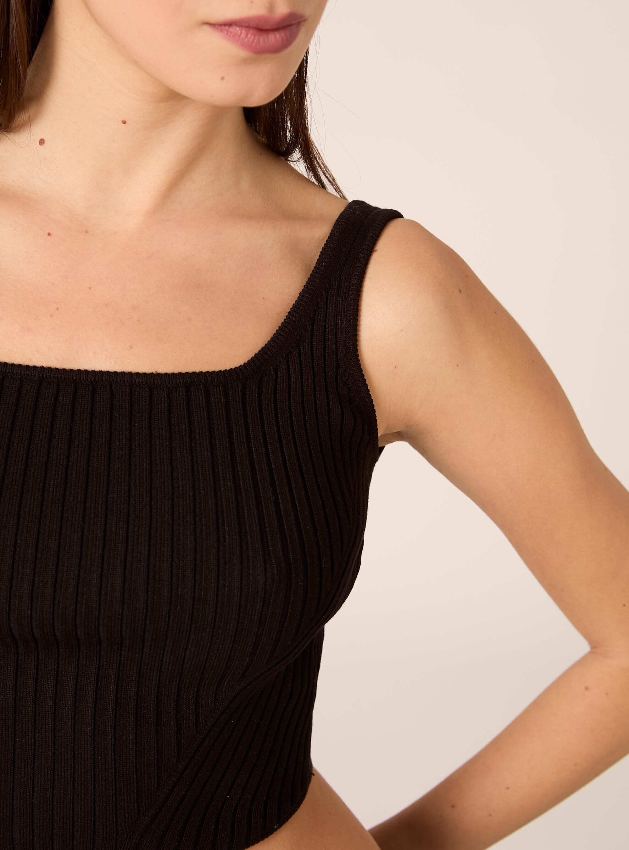 Top canotta in maglia, BK1 BLACK