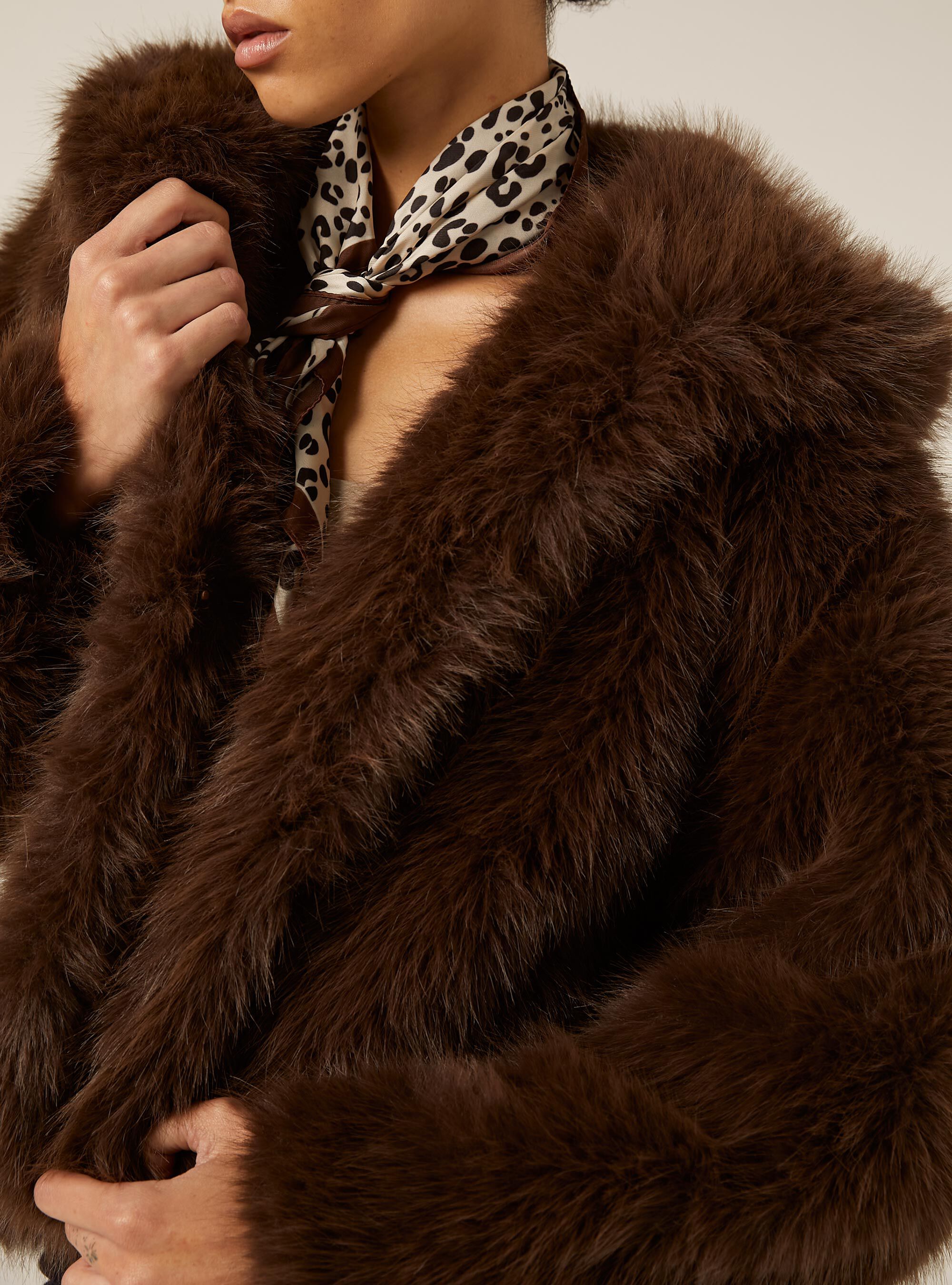 Chaqueta corta de piel sint&eacute;tica, BR2 BROWN MEDIUM