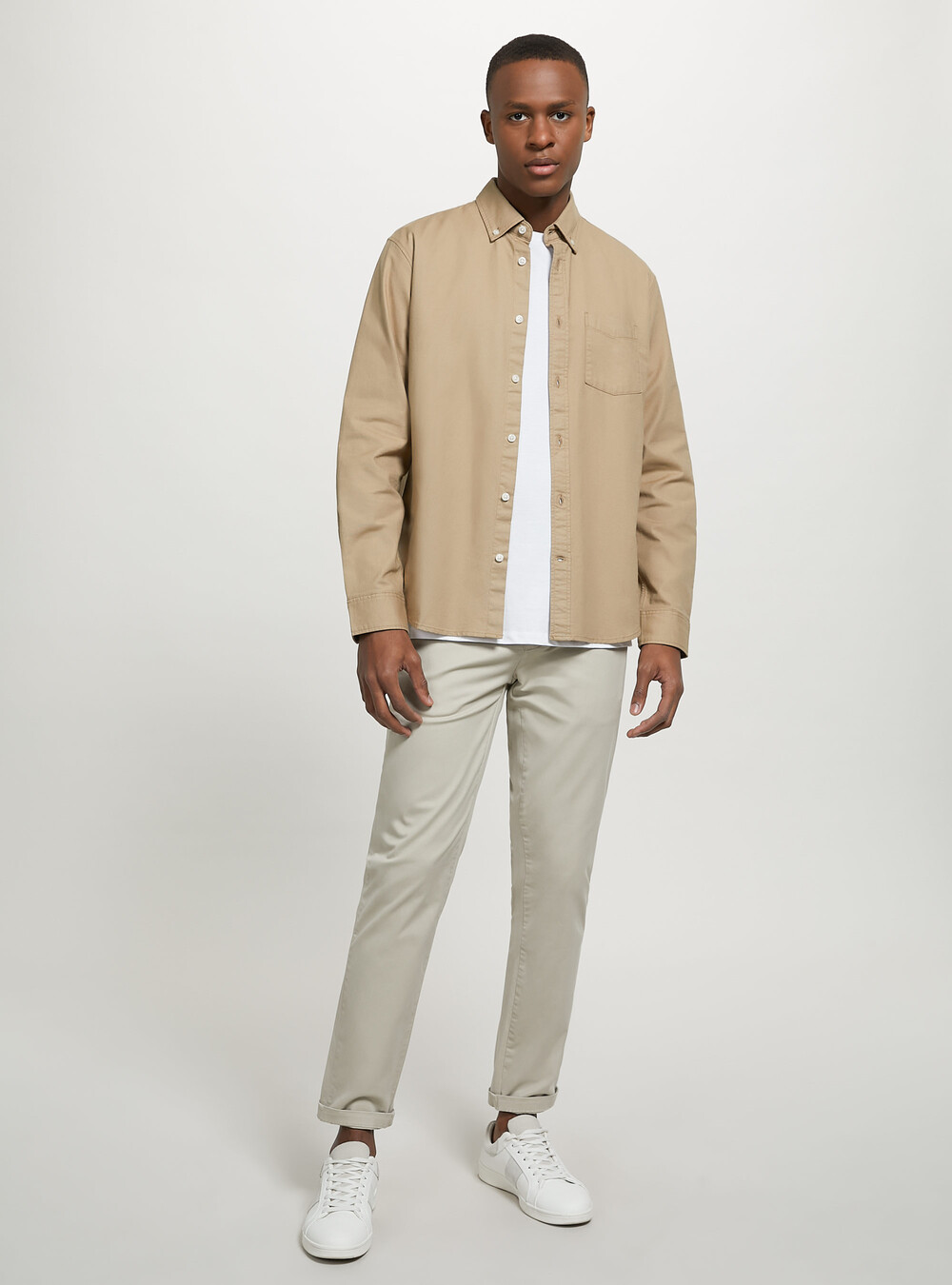Plain-coloured cotton shirt - Main Image
