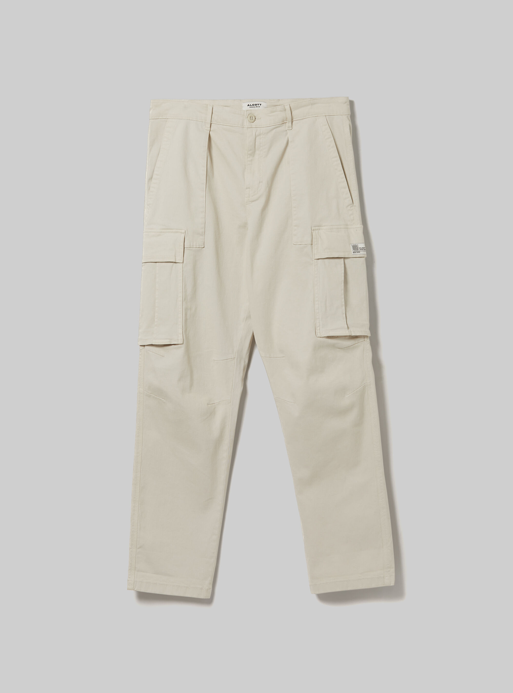 Pantaloni cargo relaxed in twill stretch, BG3 BEIGE LIGHT