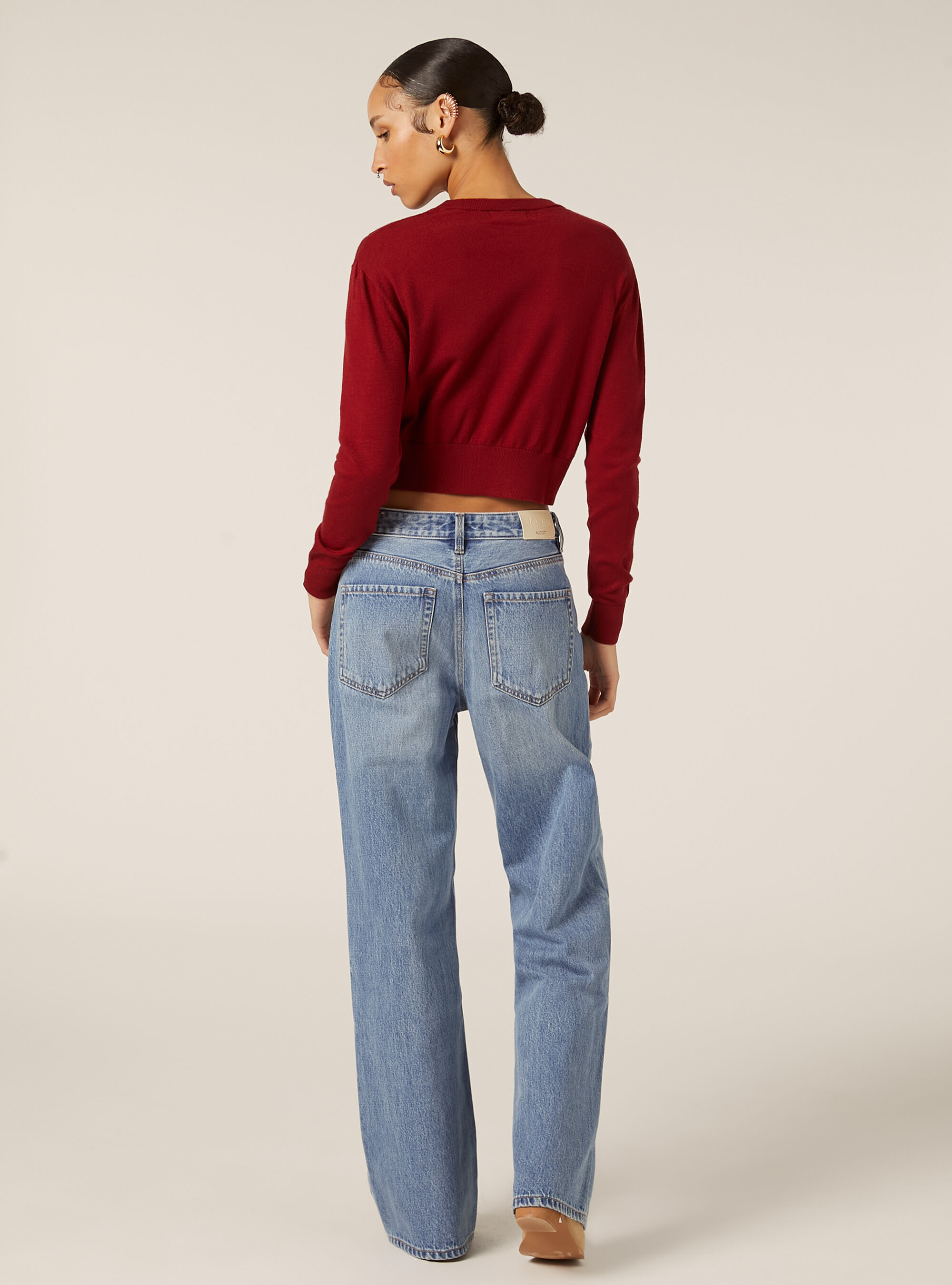 Boxy fit crew neck pullover, BO2 BORDEAUX MEDIUM