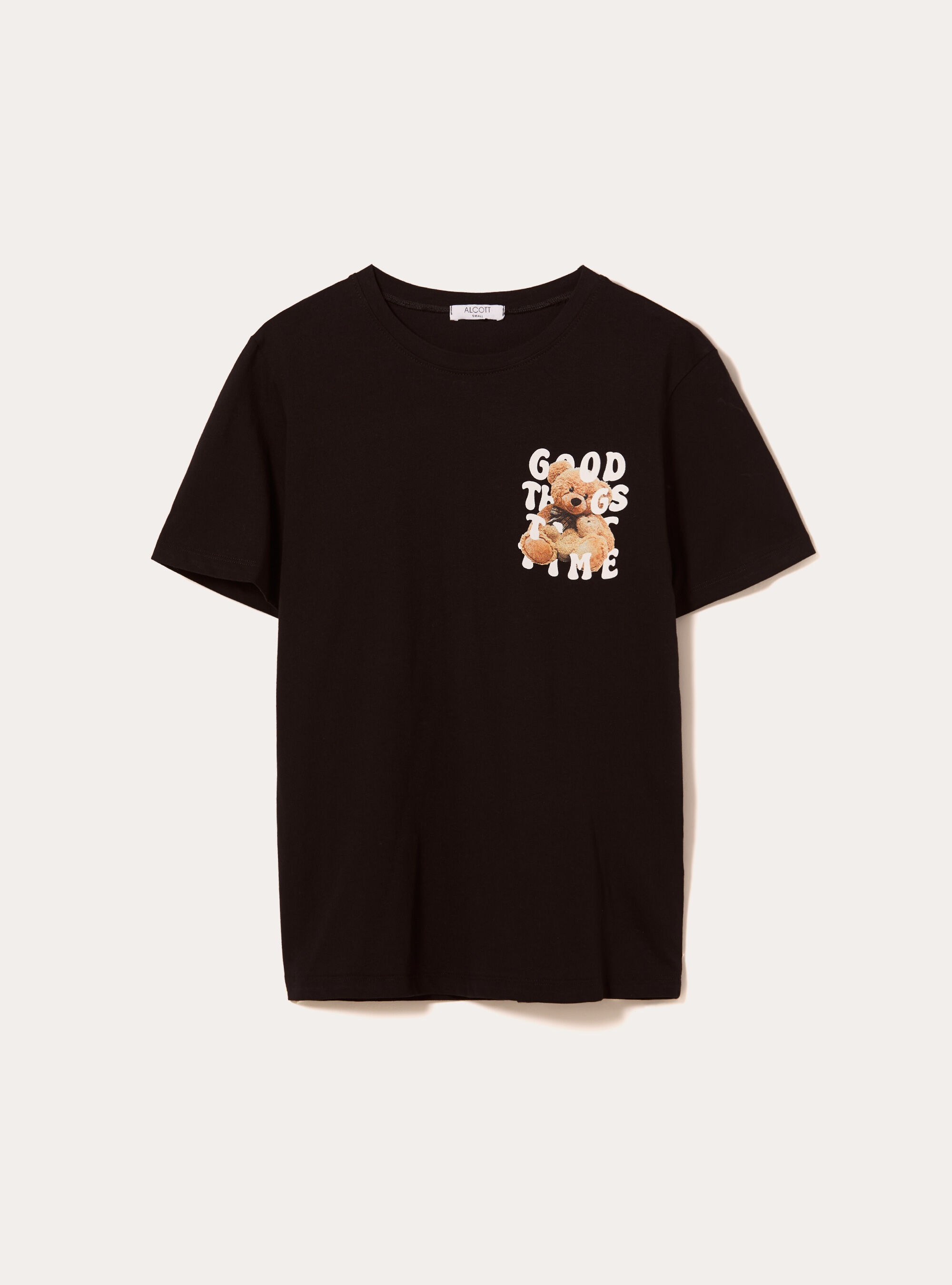 T-shirt with teddy print, BK1 BLACK