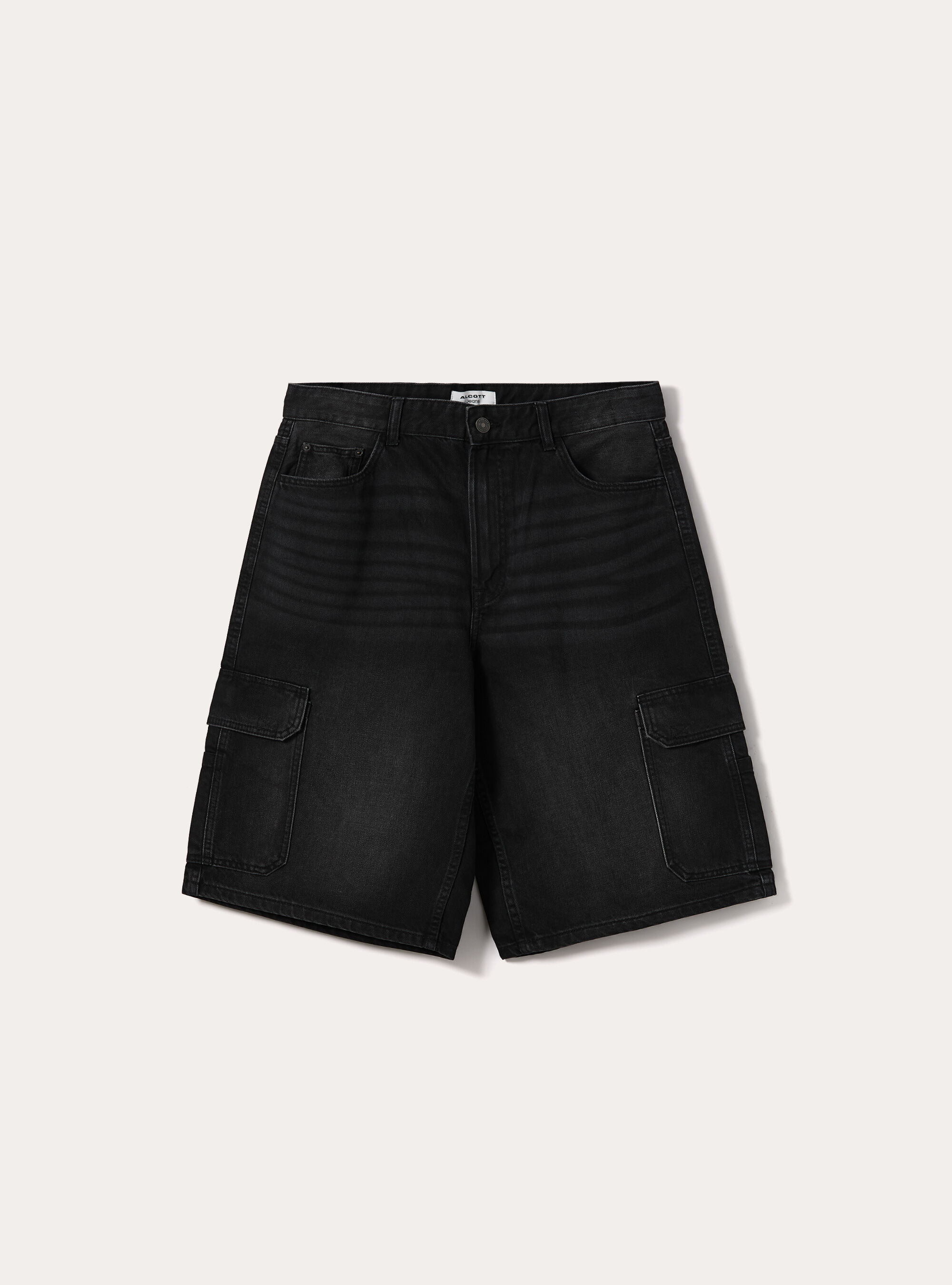 Bermuda baggy cargo indenim, D000 BLACK