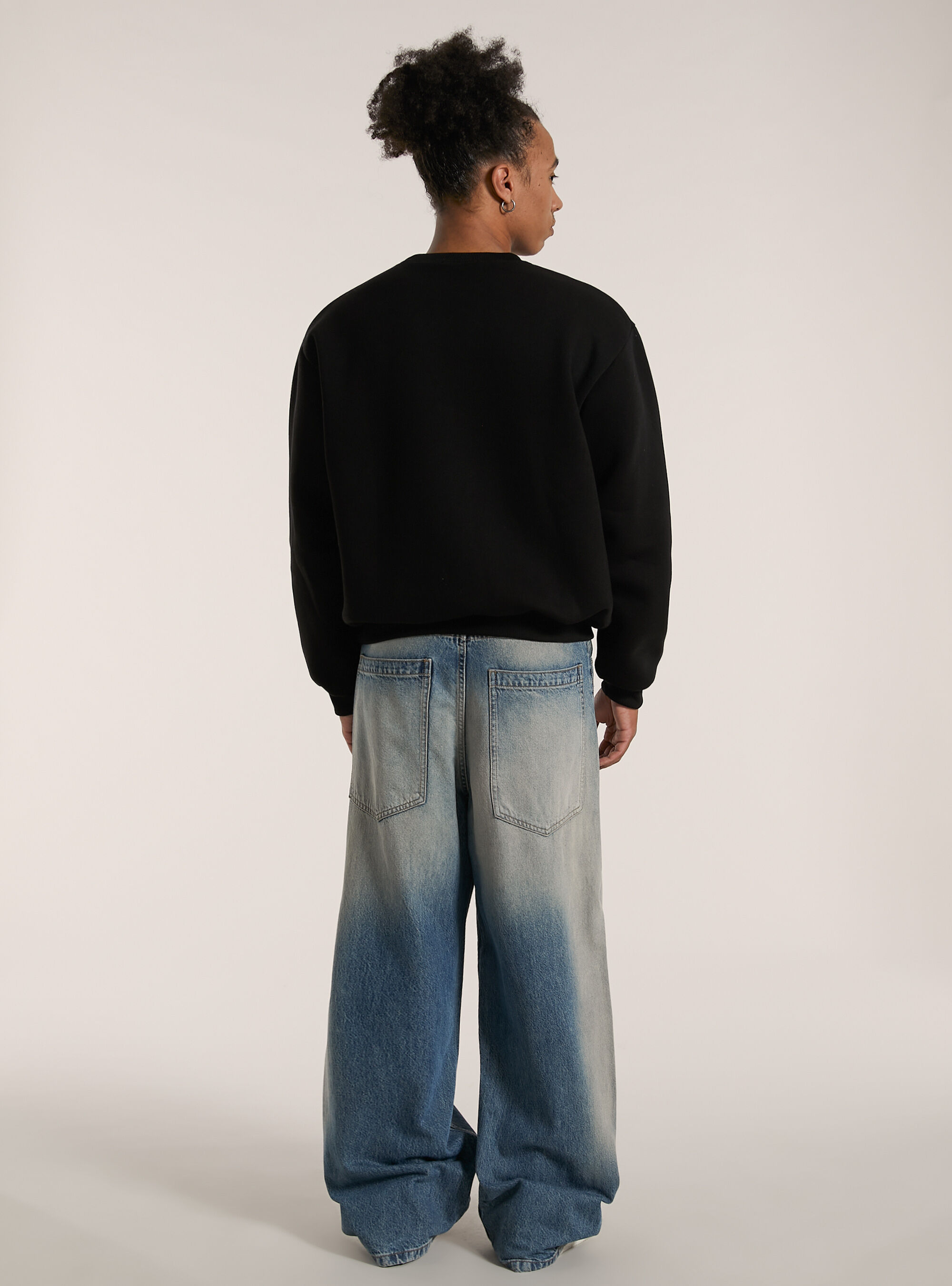 Felpa girocollo boxy fit, BK1 BLACK