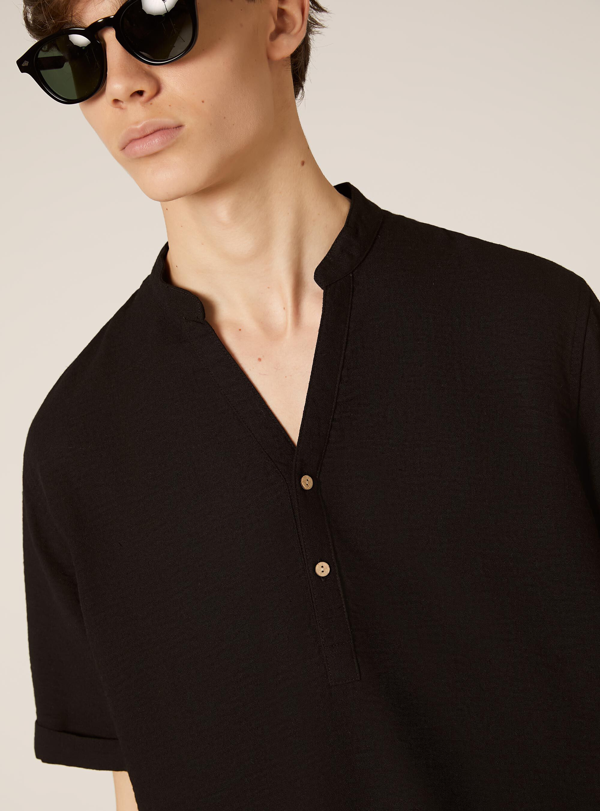 Chemise &agrave; col cor&eacute;en, BK1 BLACK