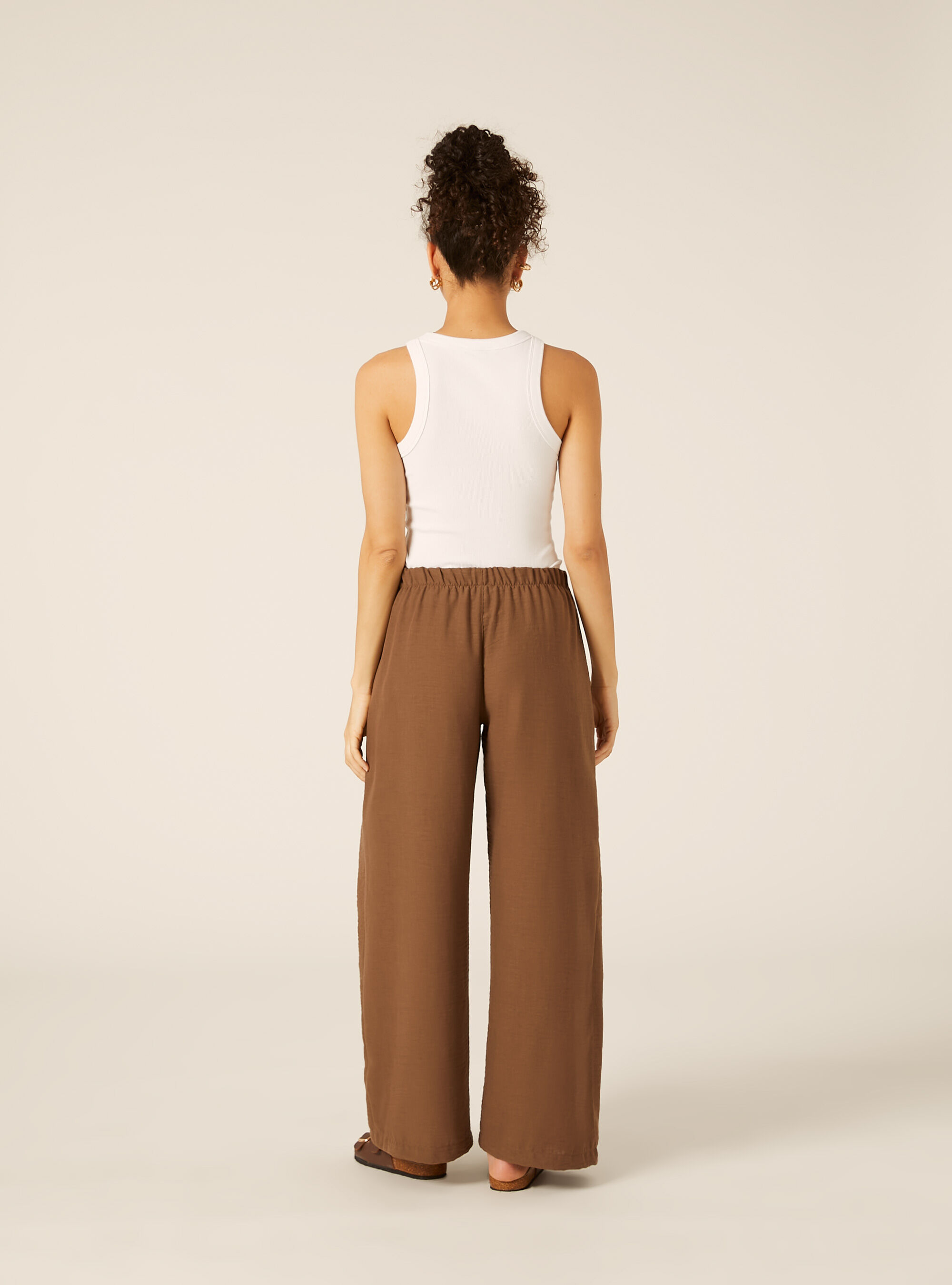 Pantaloni da gaucho effetto crepe, BR2 BROWN MEDIUM