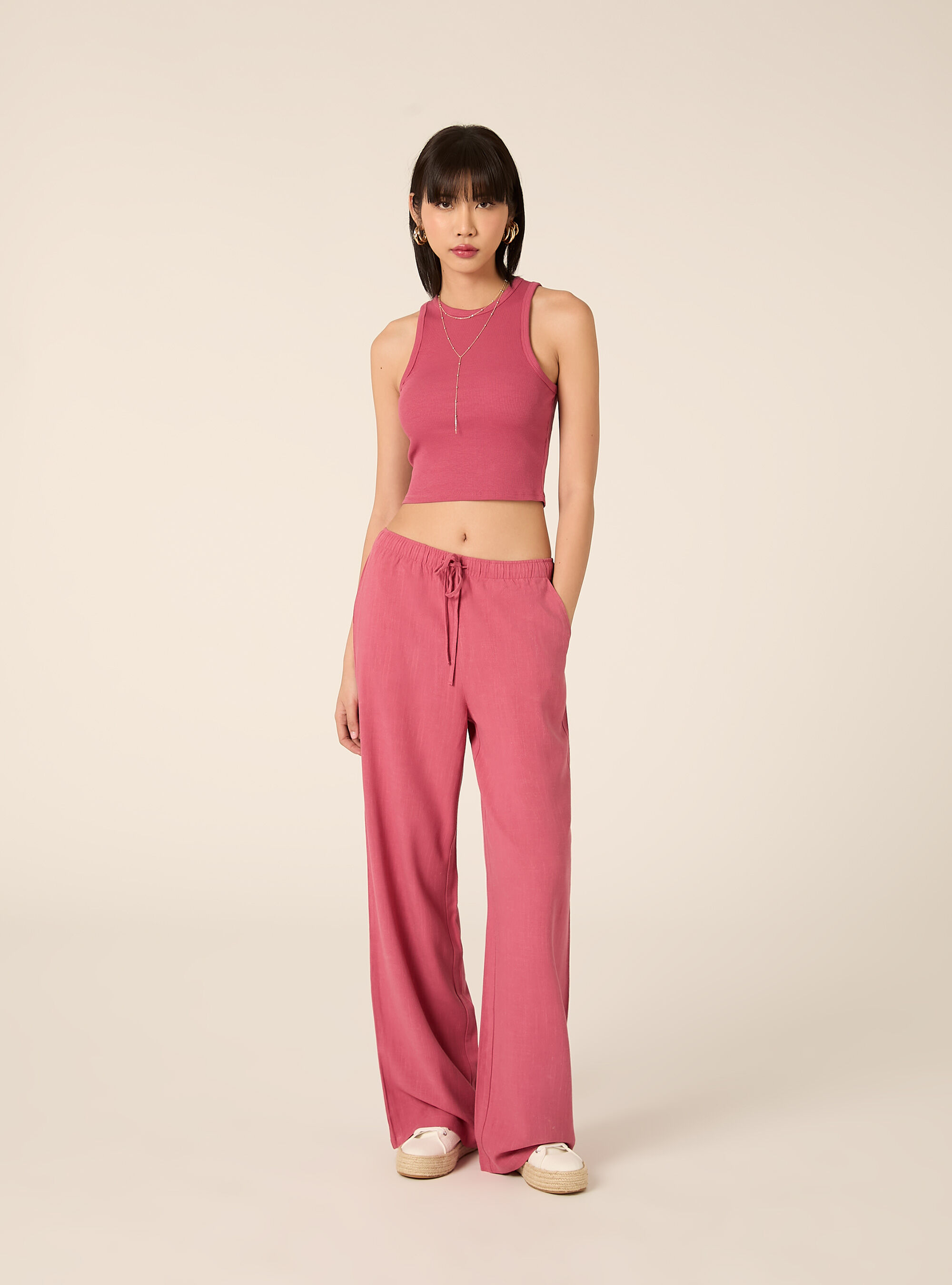 Canotta basic in cannete', PK1 PINK DARK