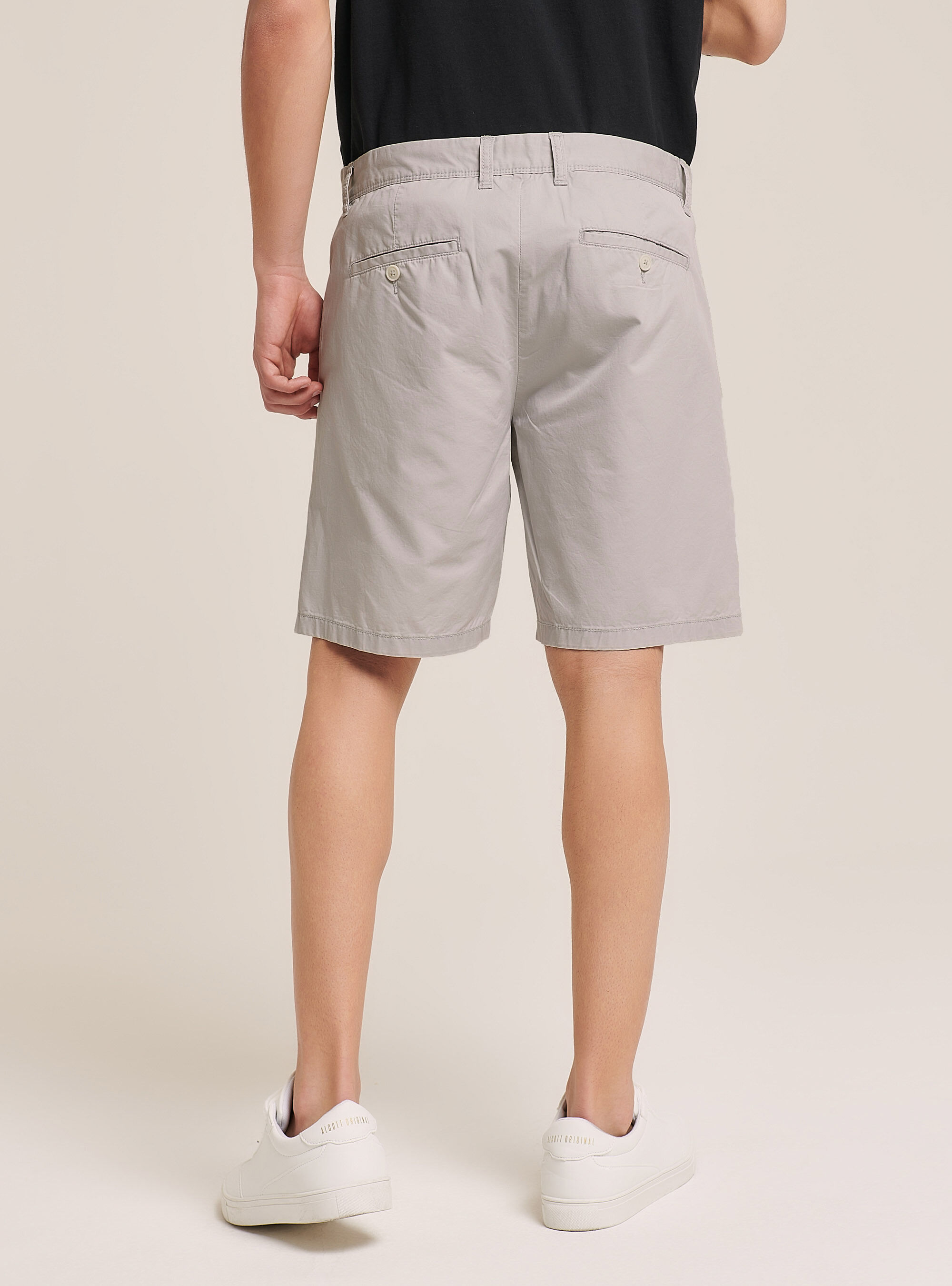 Bermudas de sarga de ajuste liso, GY3 GREY LIGHT