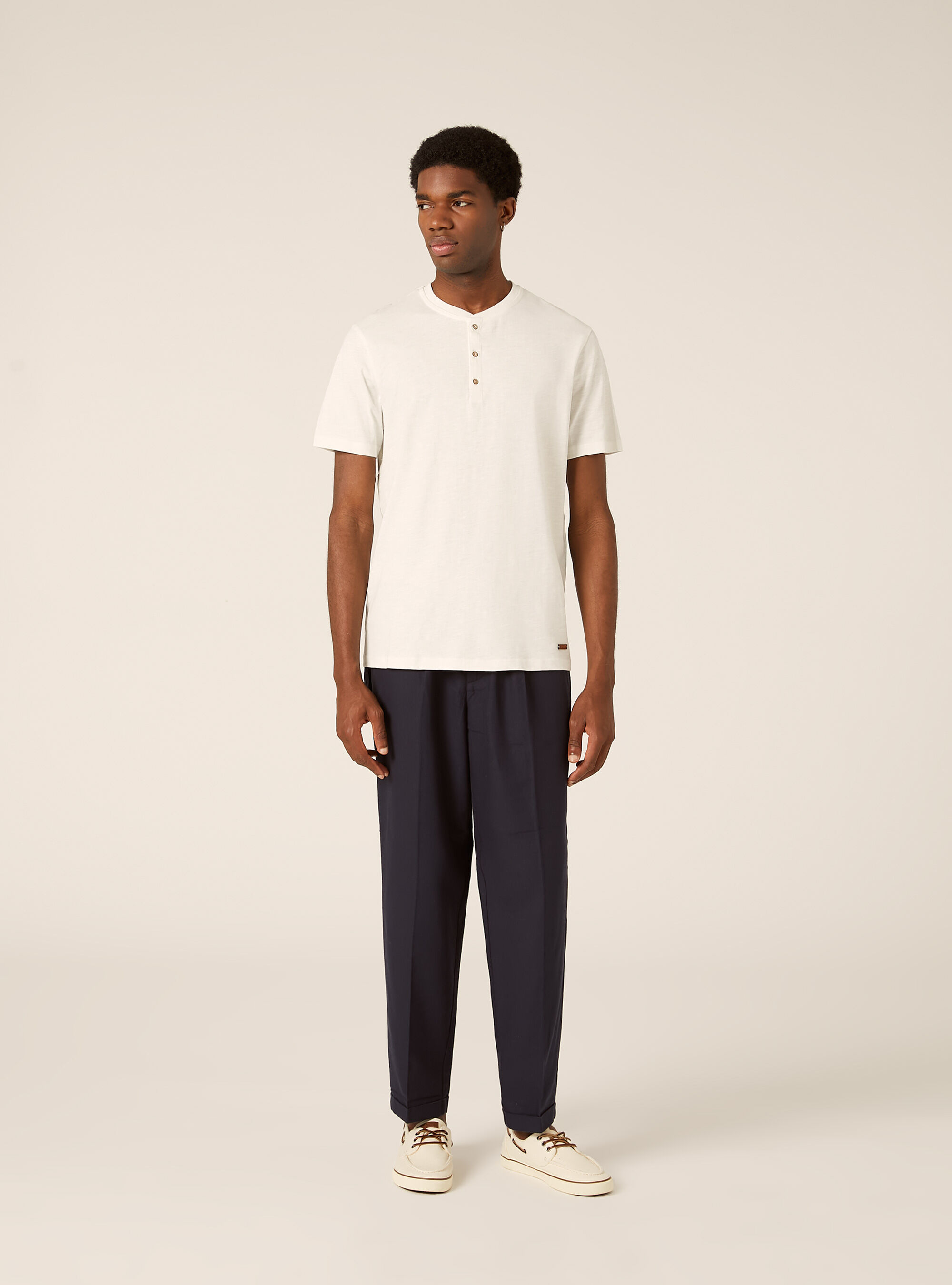 Cotton Henley T-Shirt, WH2 WHITE