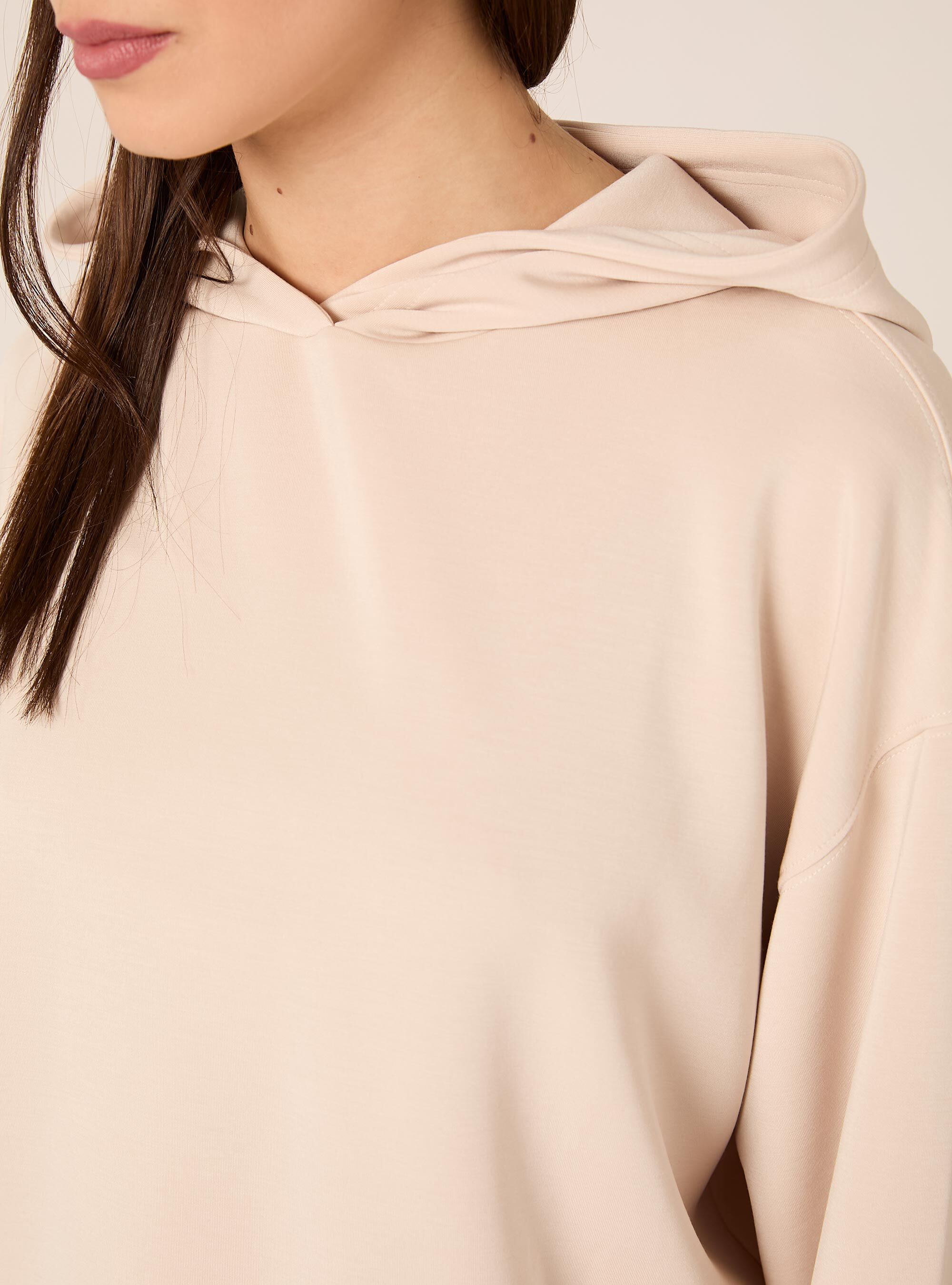 Felpa cappuccio soft touch, CR3 CREAM LIGHT