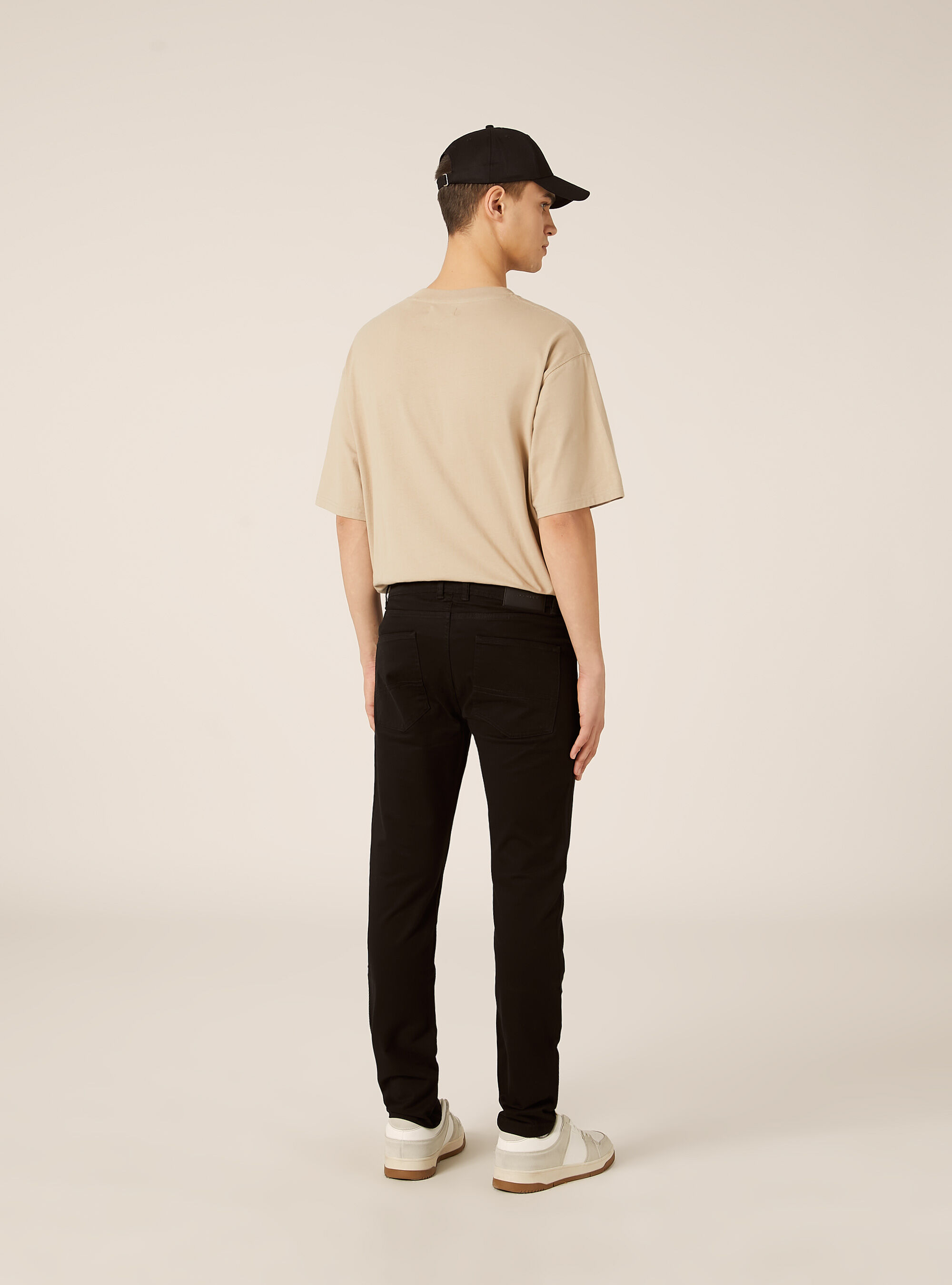 Skinny fit cotton trousers, BK1 BLACK