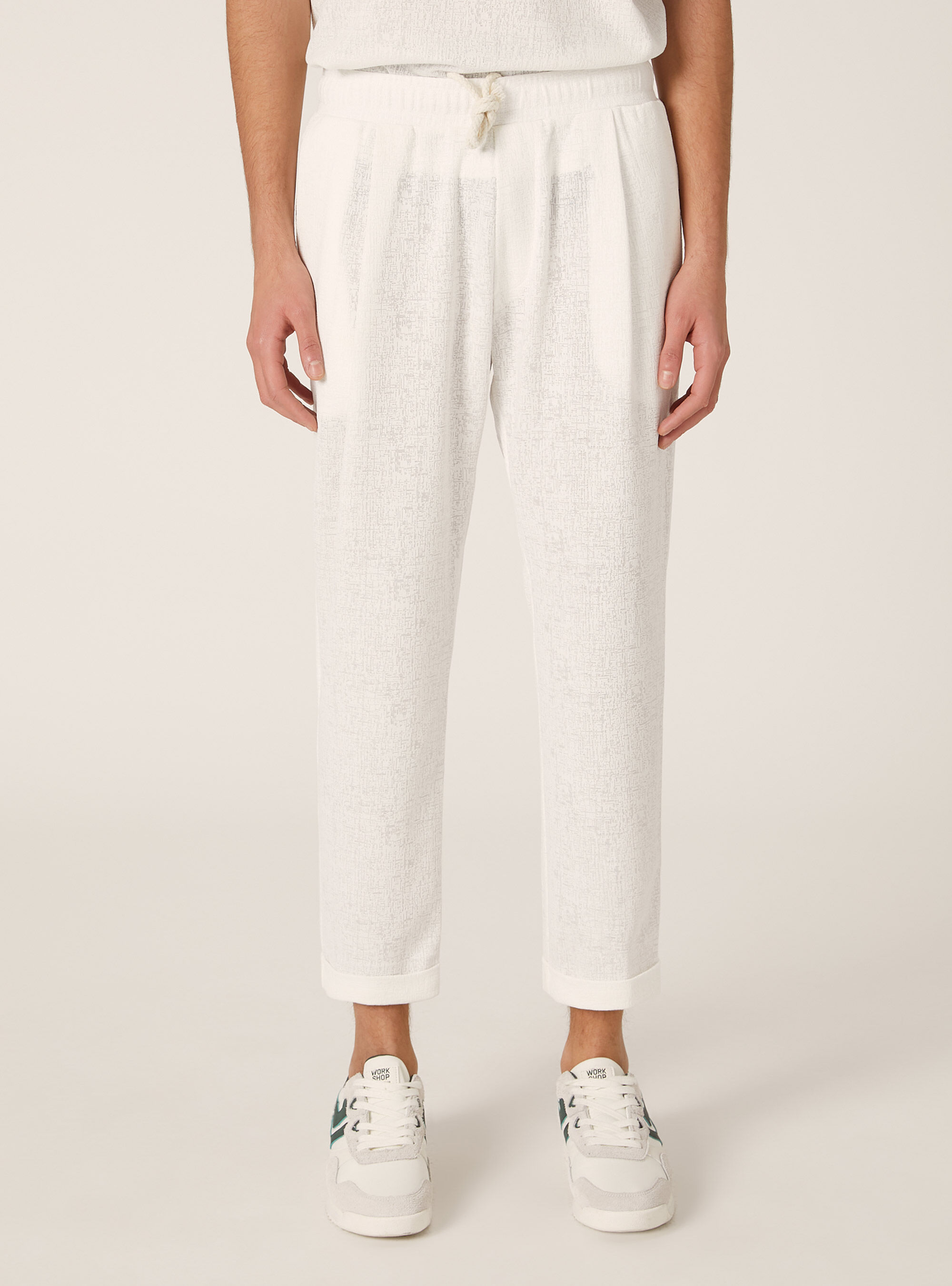 Textured and drawstring pants, WH1 OFF WHITE