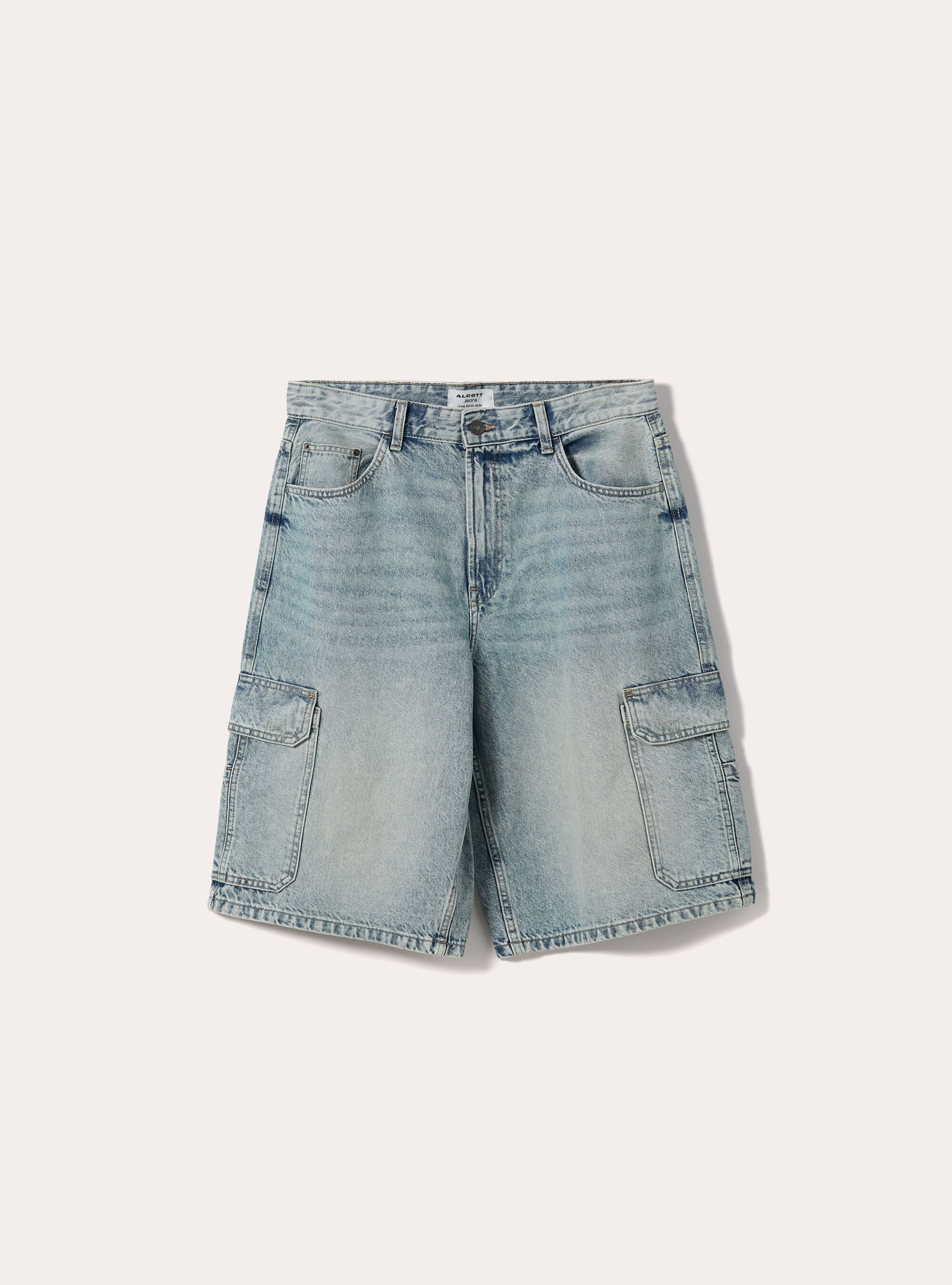 Bermuda baggy cargo indenim, D007 LIGHT AZURE