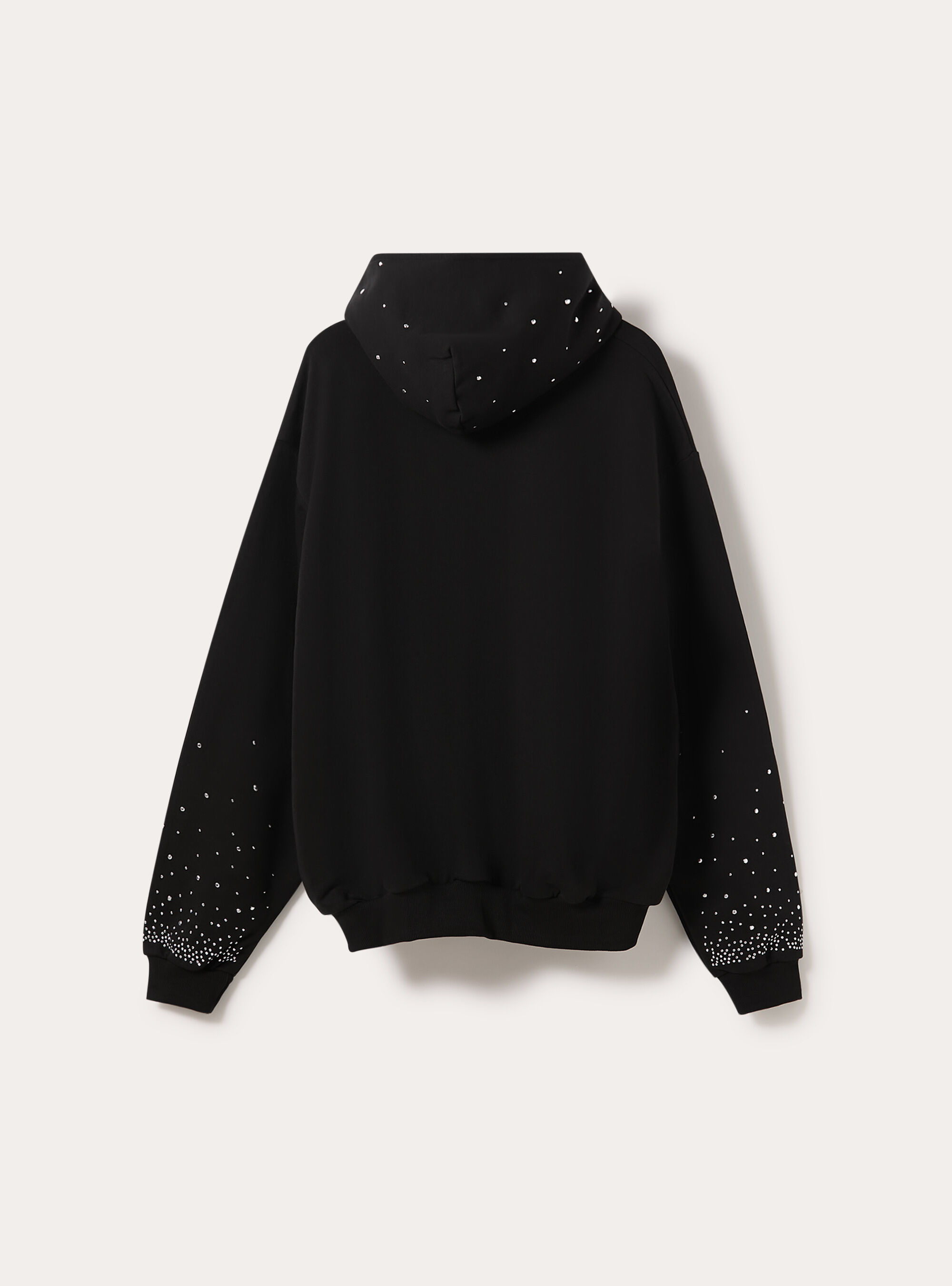 Boxy fit sweatshirt with rhinestones, BK1 BLACK