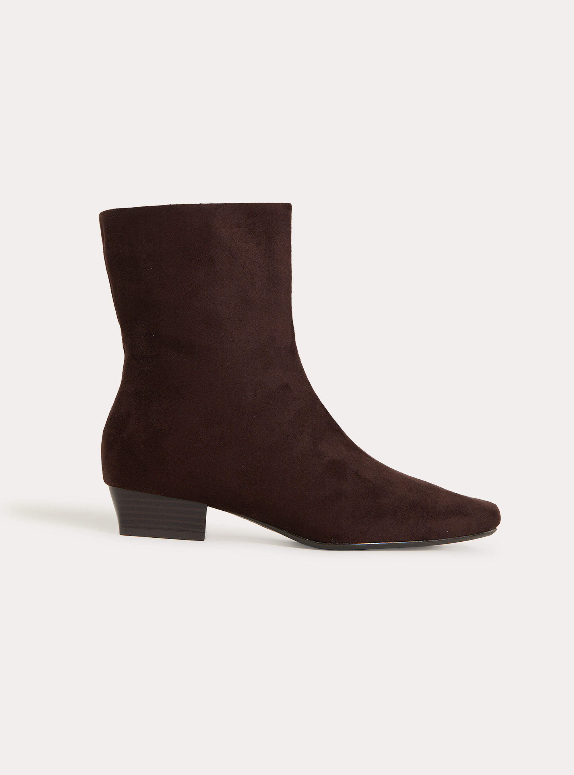 Bottines basses en effet cuir a bout carre et zip