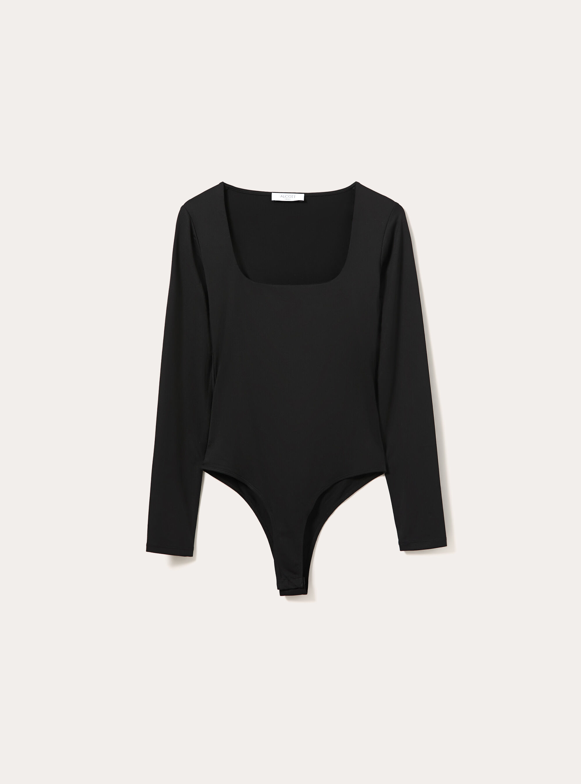 Body a manches longues avec encolure carre, BK1 BLACK