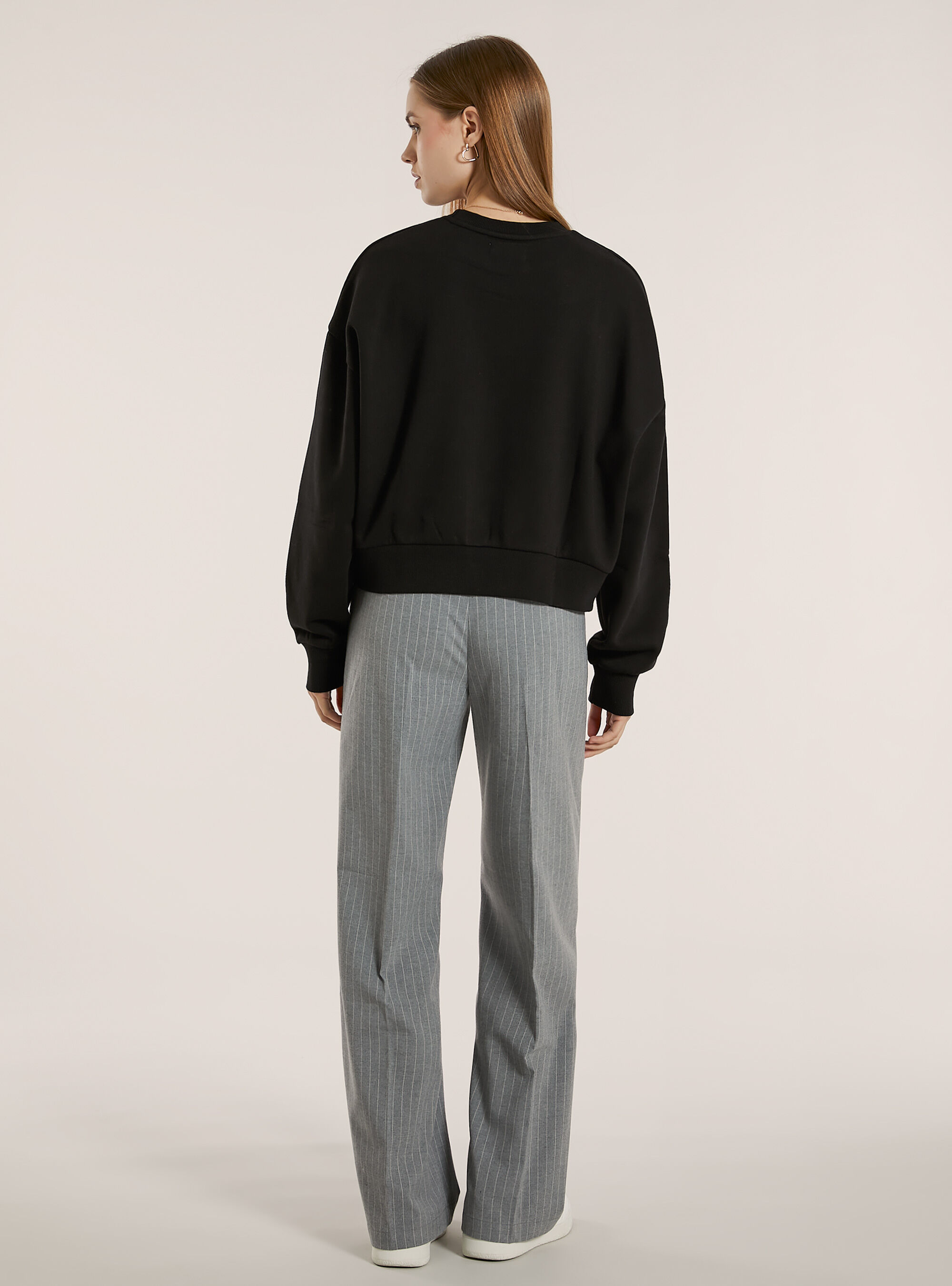 Boxy fit sweatshirt with City print, BK1 BLACK