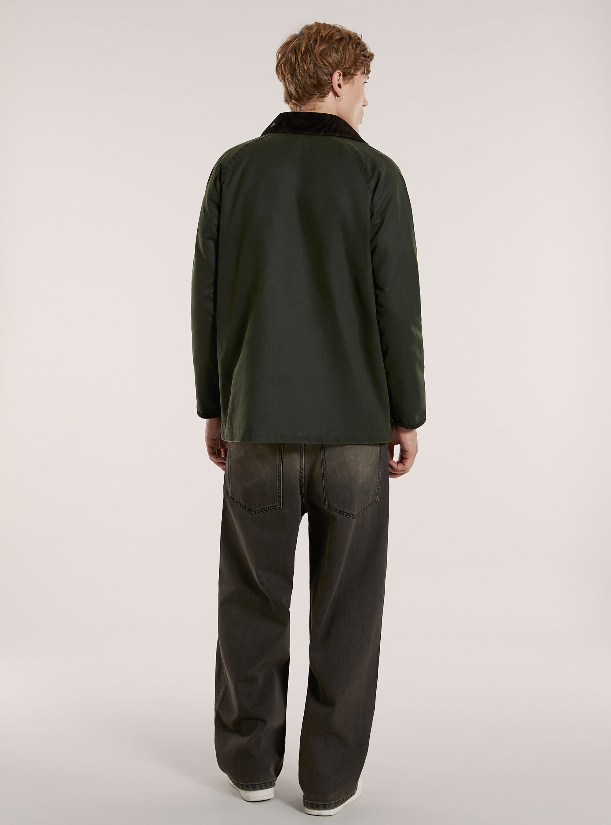 Veste cir&eacute;e en coton avec col en velours, KY1 KAKY DARK