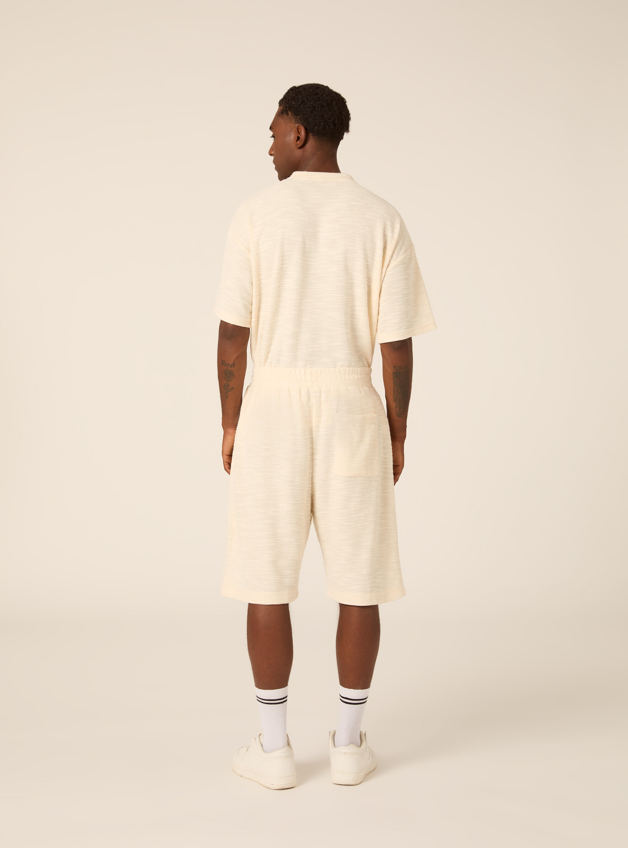 Bermuda loose fit in misto cotone texture, WH2 WHITE