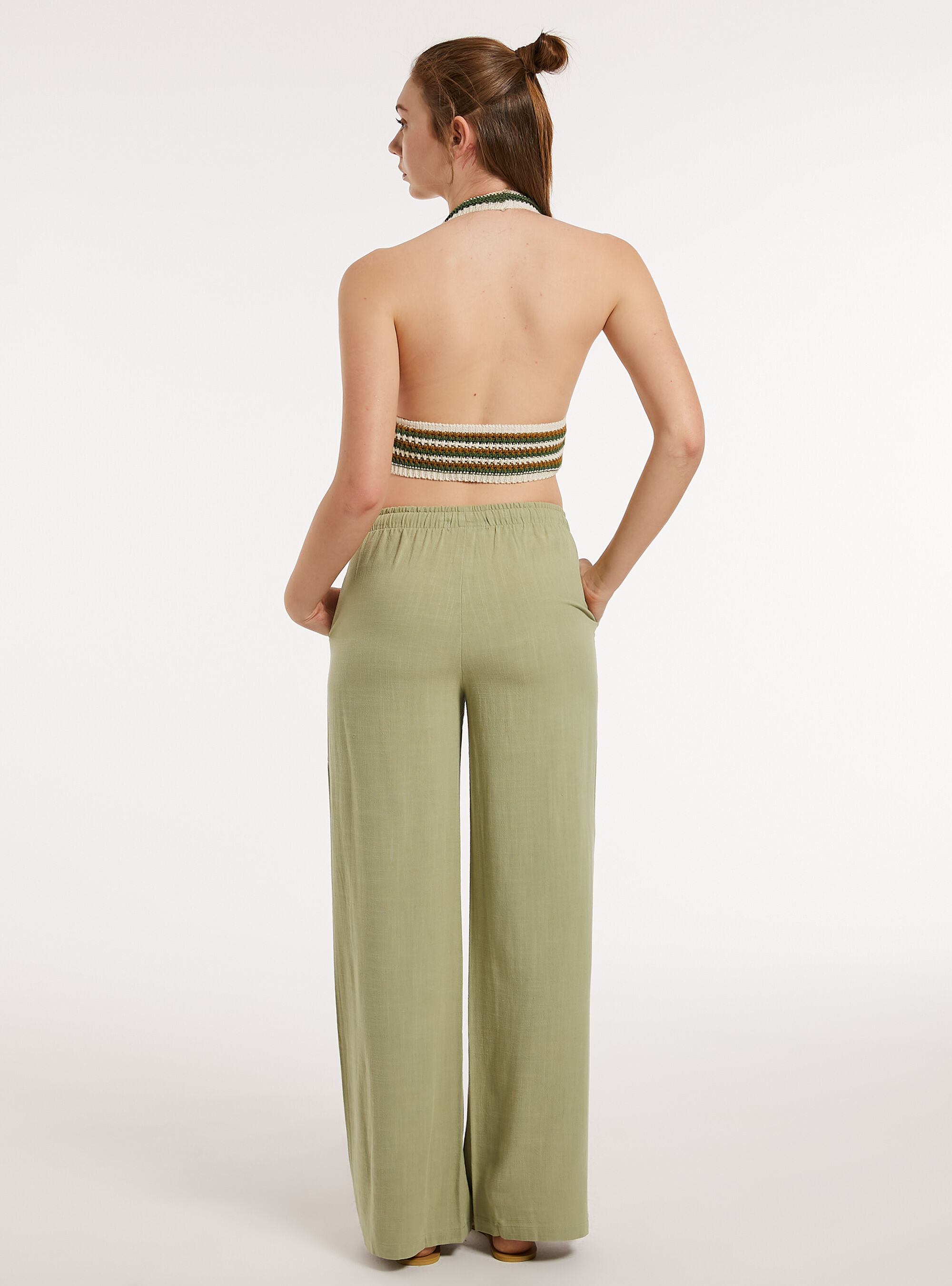 Cropped crochet top, GN2 GREEN MEDIUM