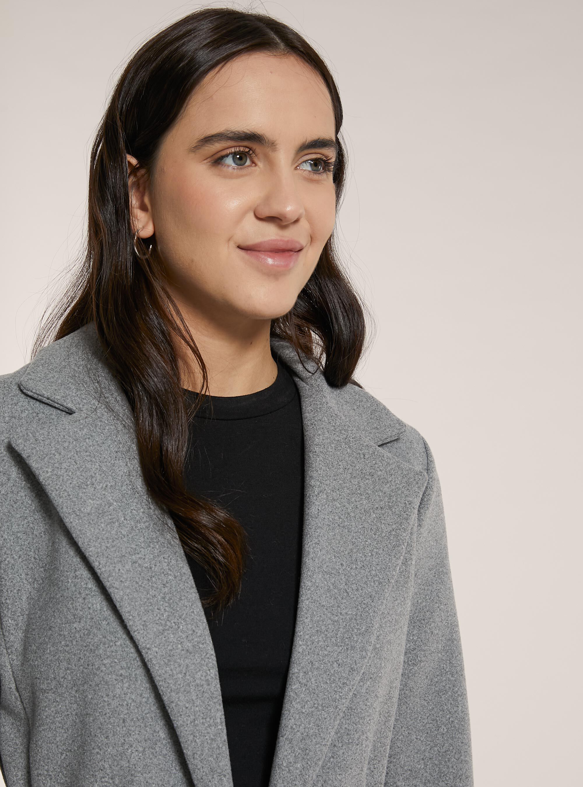Cappotto in panno con cintura, MGY2 GREY MEL MEDIUM