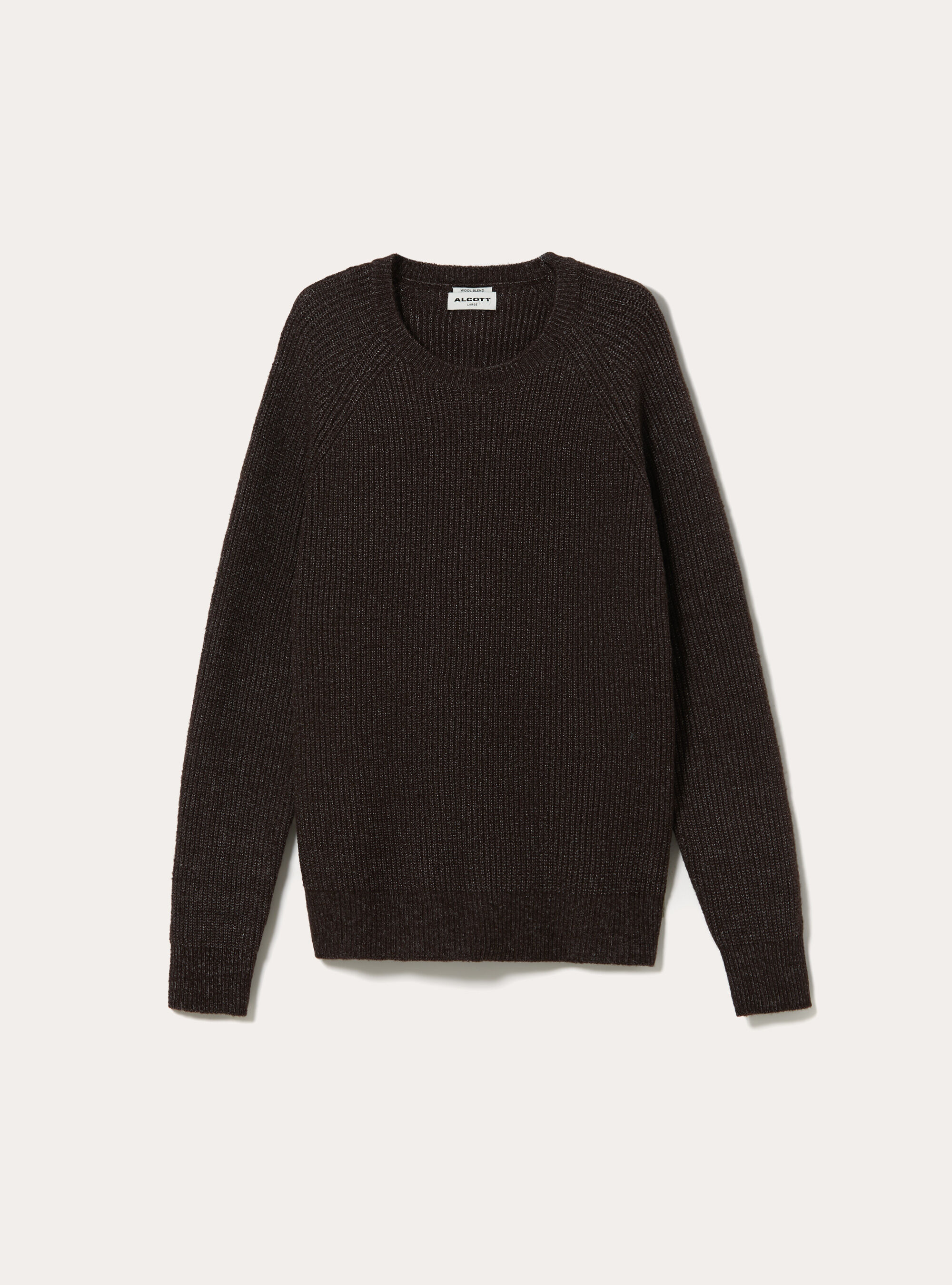 English ribbed wool blend pullover, BR1 BROWN DARK