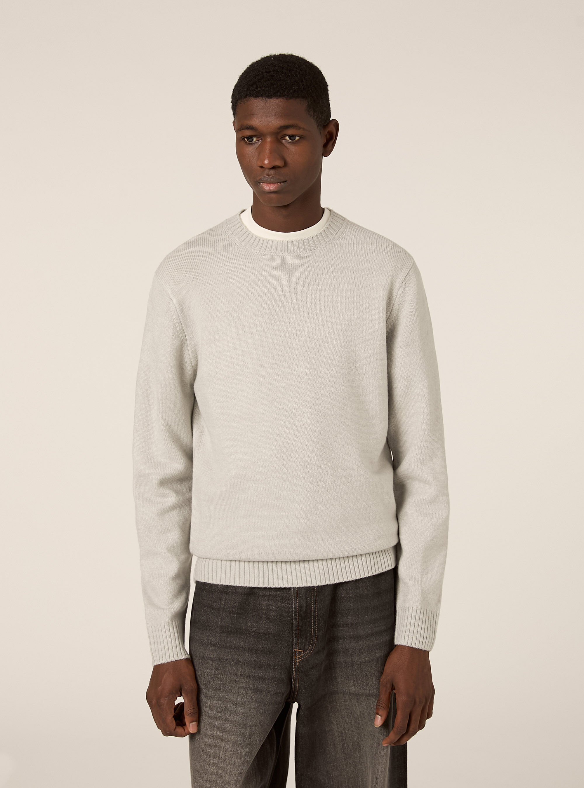 Maglione girocollo, MGY3 GREY MEL LIGHT