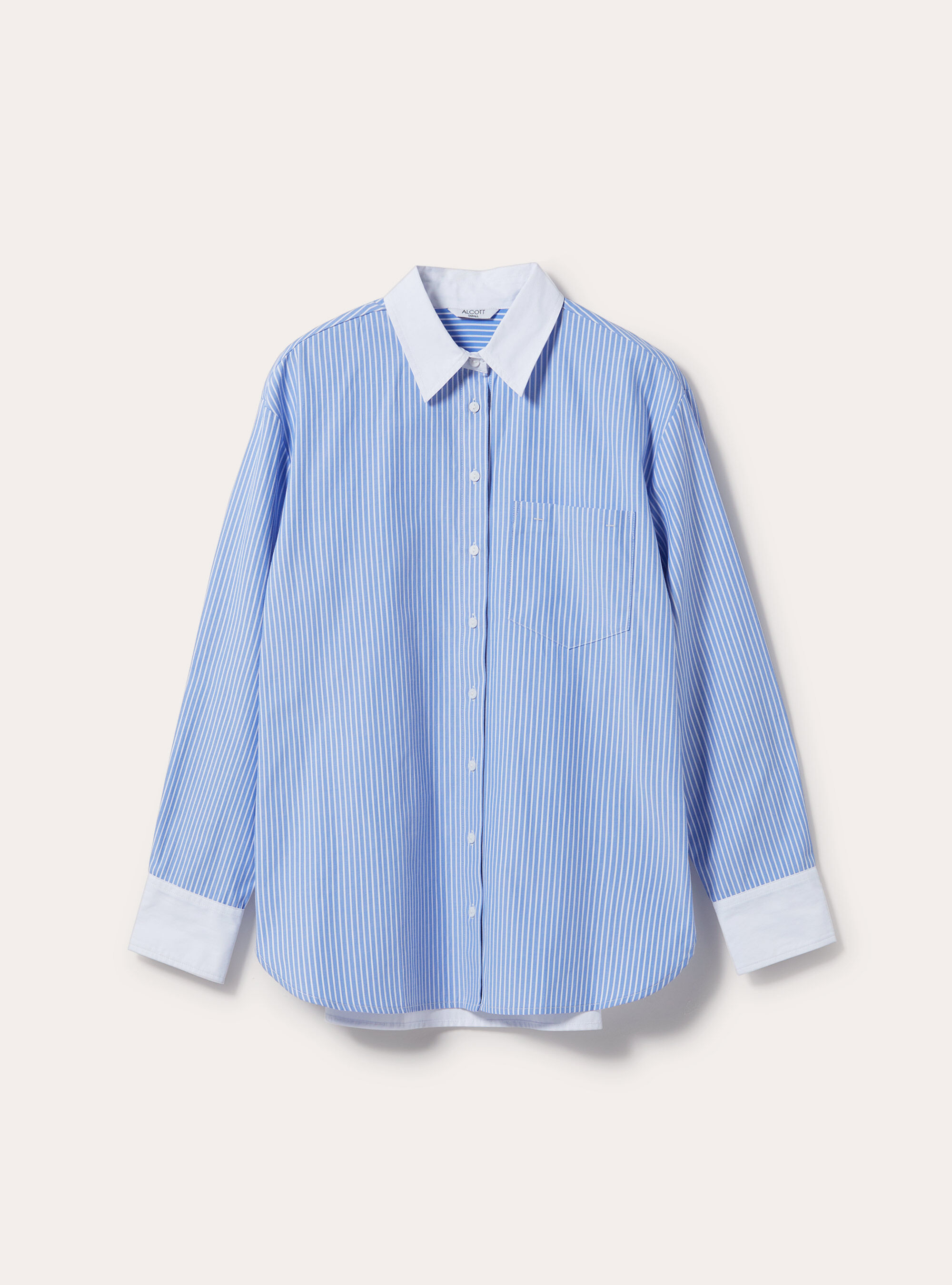 Chemise oversize en popeline ray&eacute;e, AZ3 AZURE LIGHT