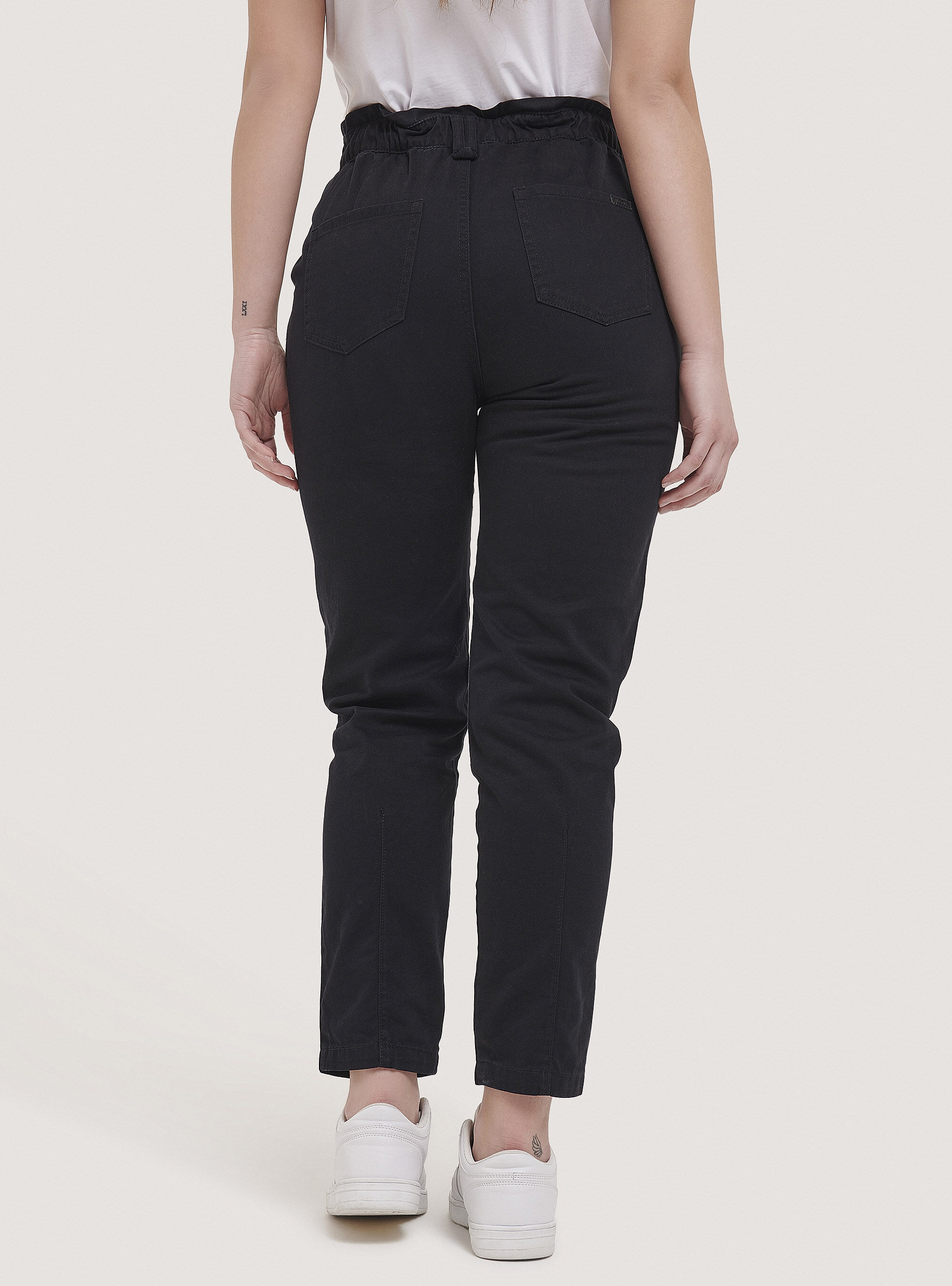 Cotton baggy trousers, BLACK
