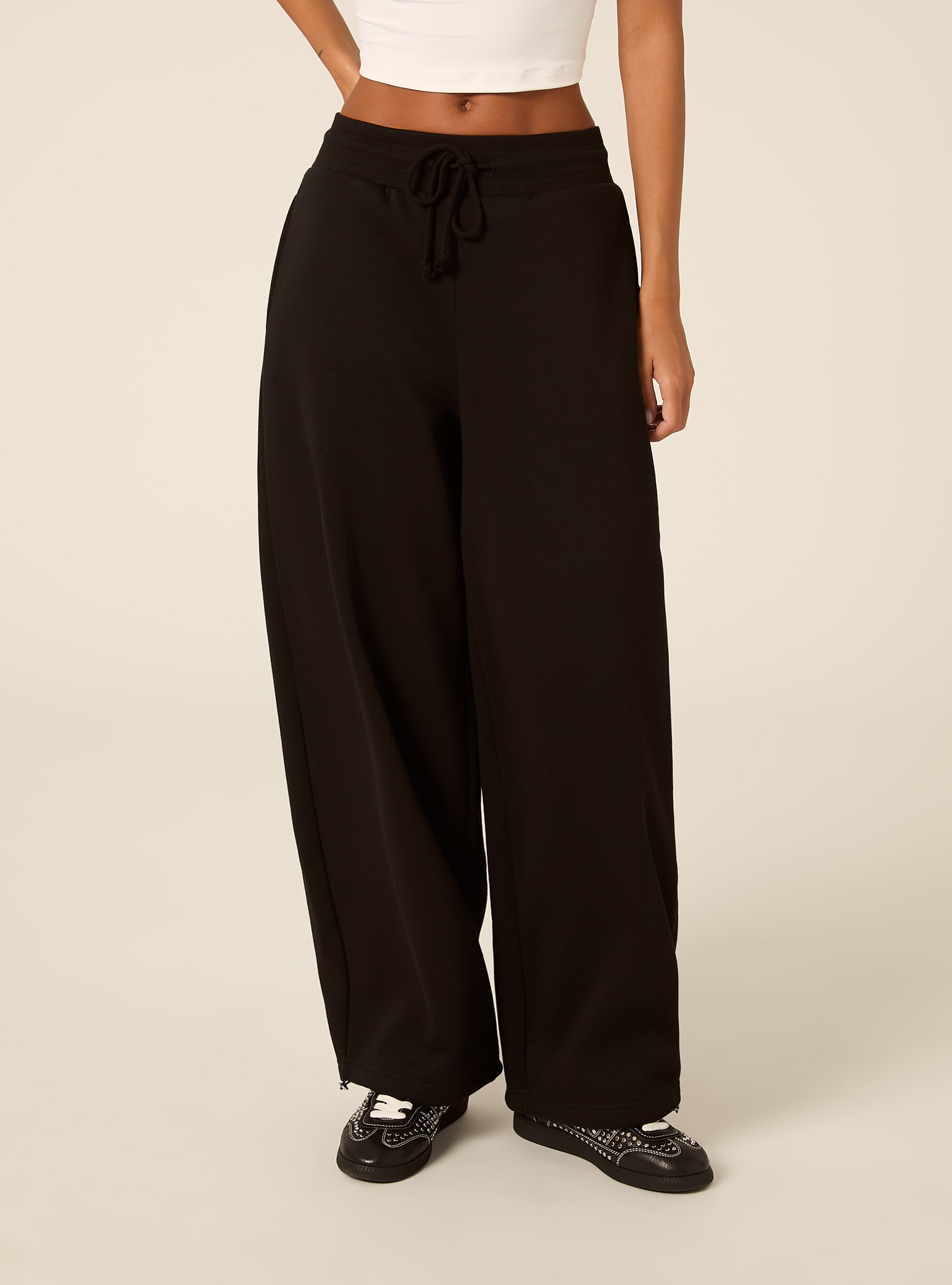 Pantaloni jogger in felpa barrel, BK1 BLACK