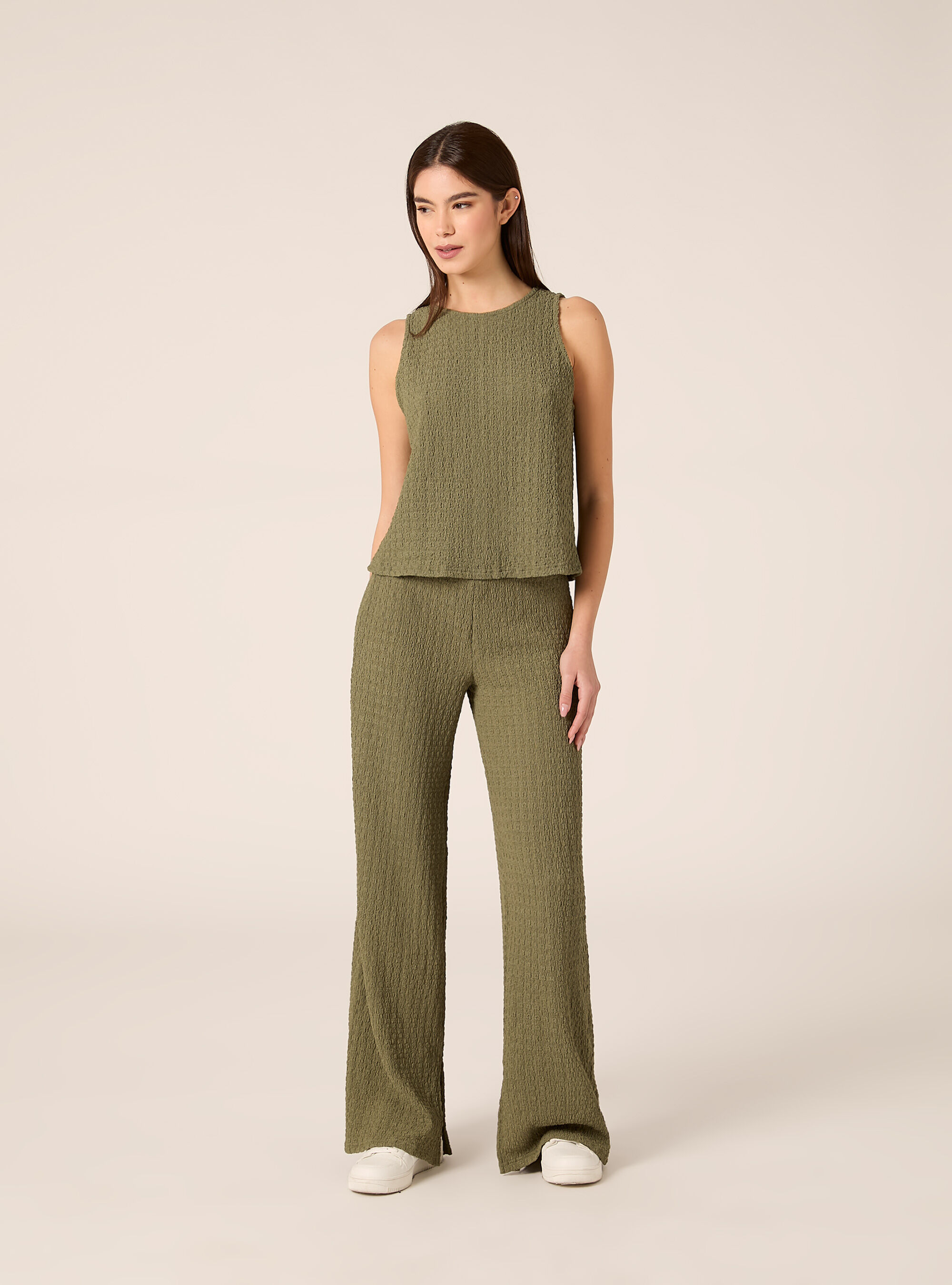 Pantaloni in tessuto waffle, KY2 KAKY MEDIUM