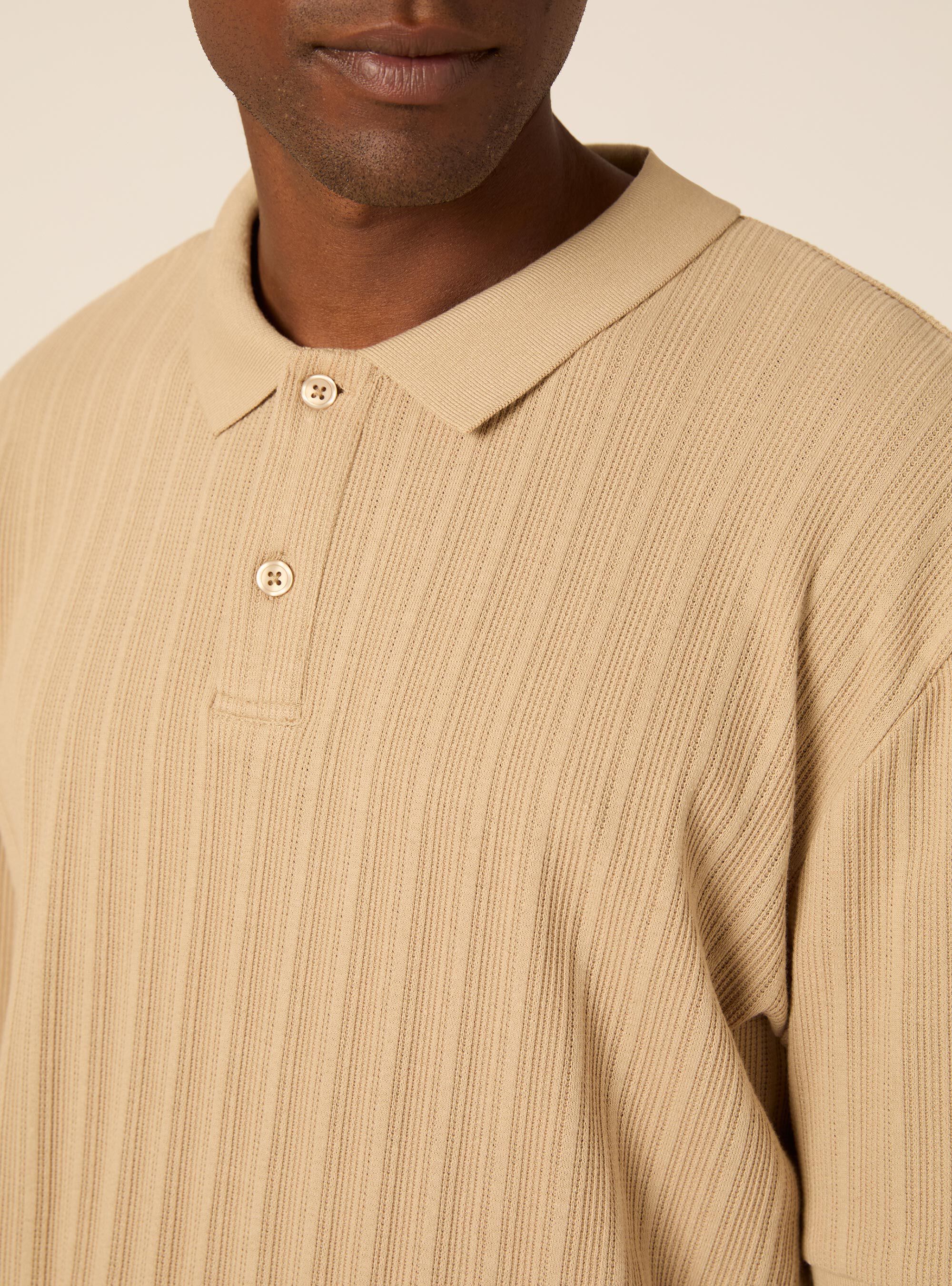 Polo en Jersey Structur&eacute; Coupe Regular Fit, BG2 BEIGE MEDIUM