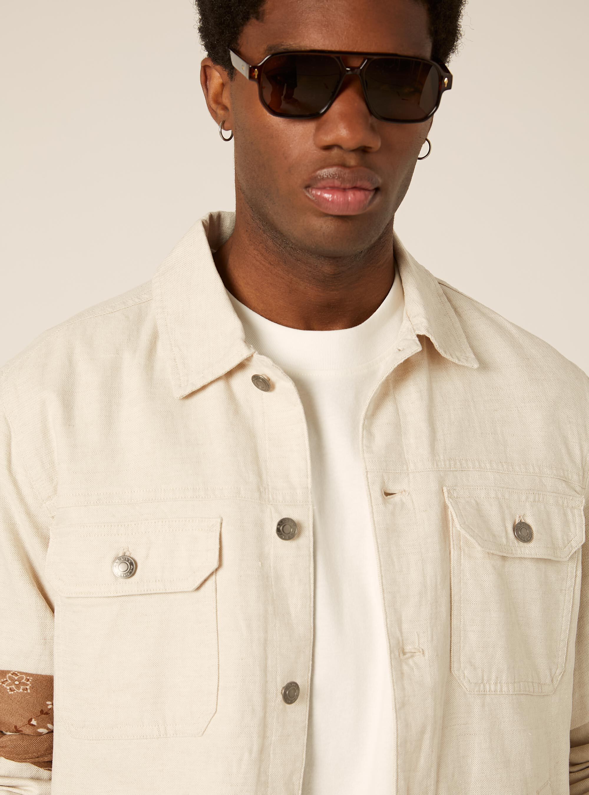Linen blend jacket, CR3 CREAM LIGHT