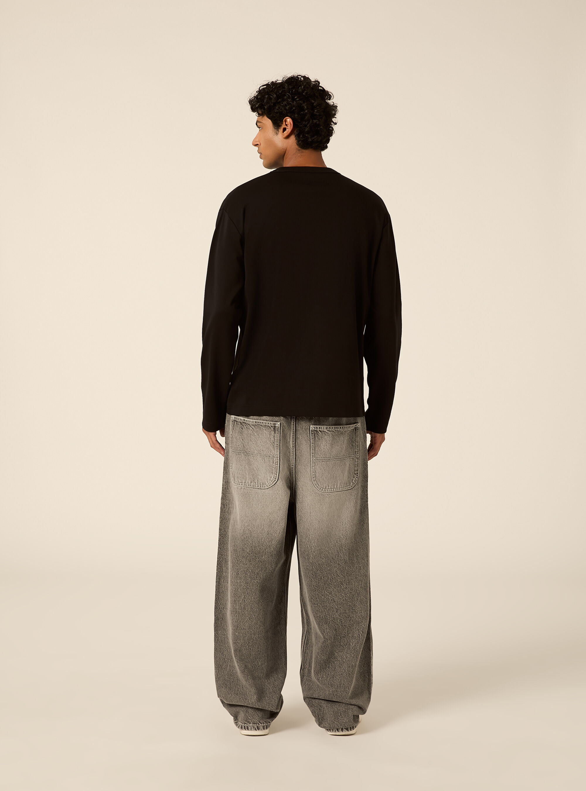 T-shirt a maniche lunghe in jersey interlock, BK1 BLACK
