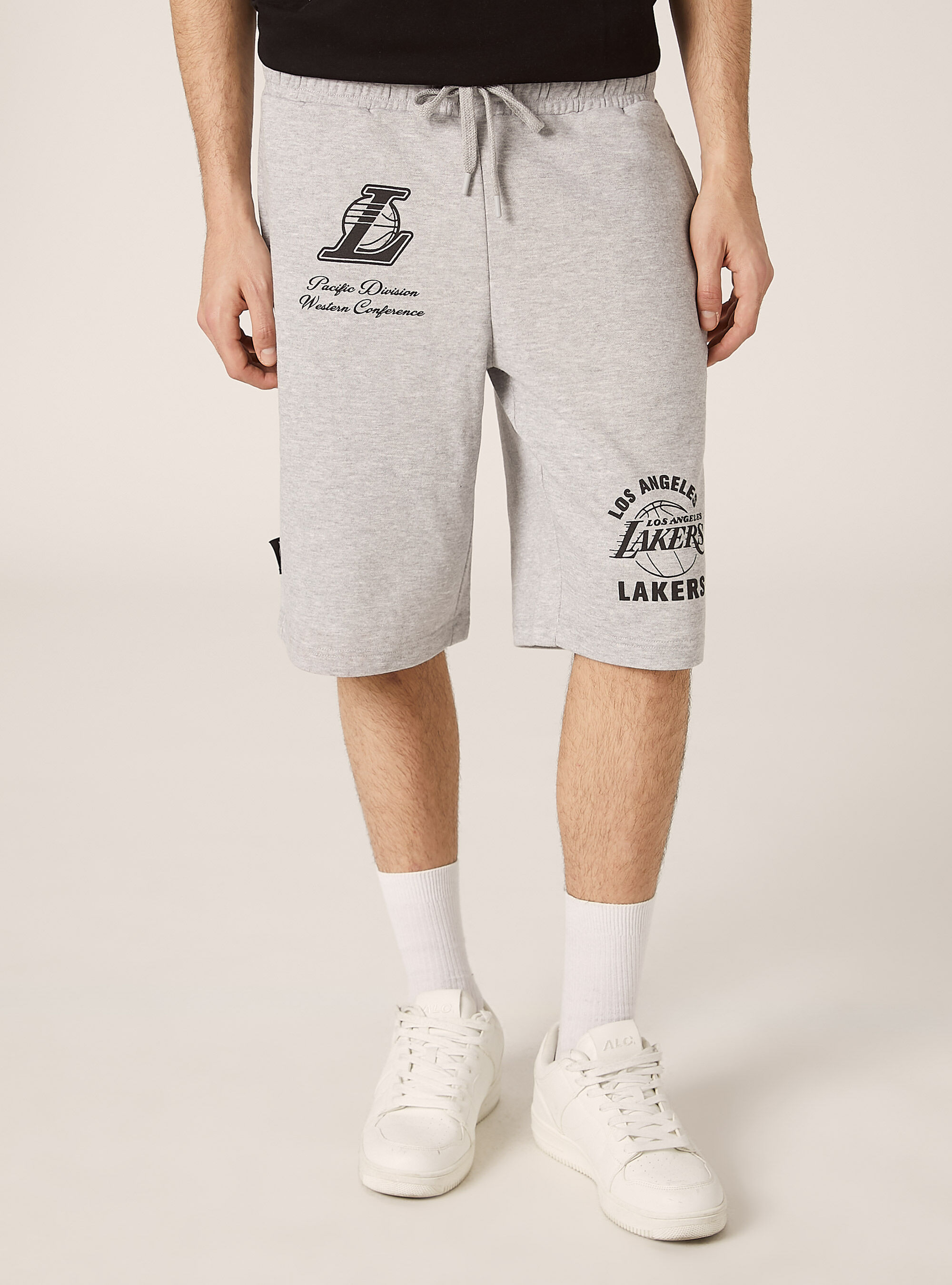 Bermuda de algod&oacute;n con estampado NBA / Alcott, MGY3 GREY MEL LIGHT