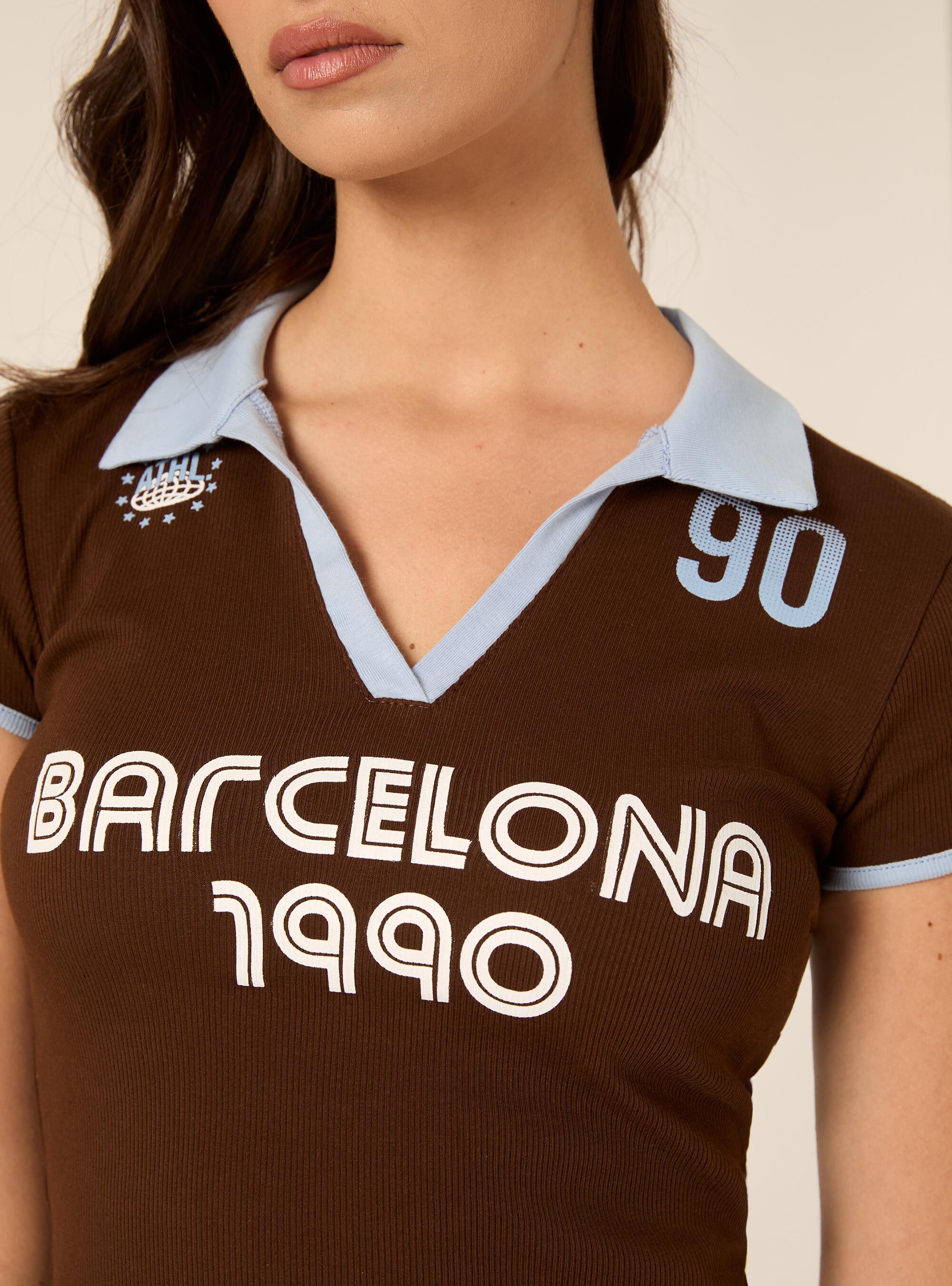 Maglia polo stampata, BR1 BROWN DARK