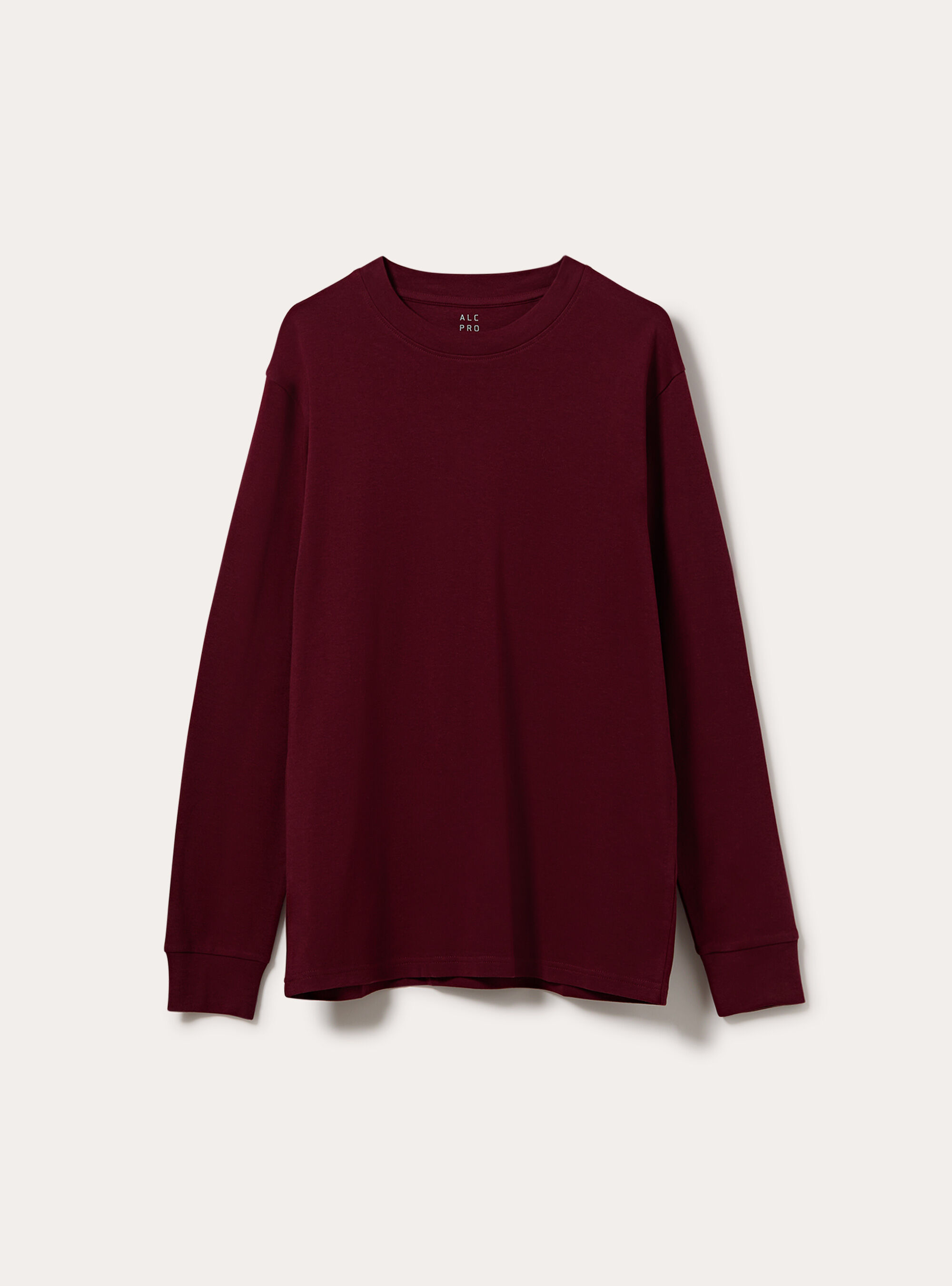 Maglia girocollo maniche lunghe interlock, BORDEAUX SCURO