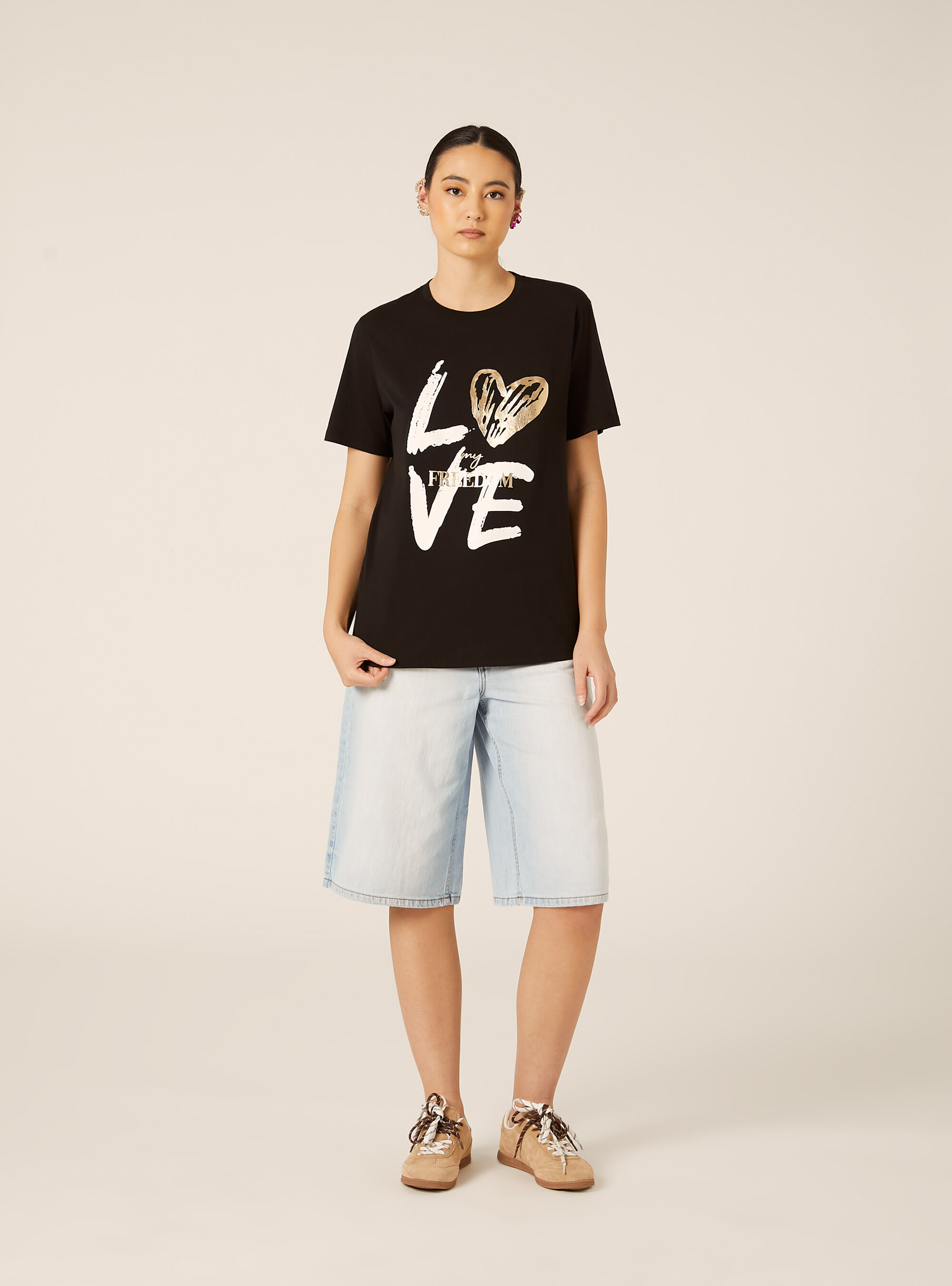 T-shirt avec imprim&eacute; m&eacute;tallis&eacute;