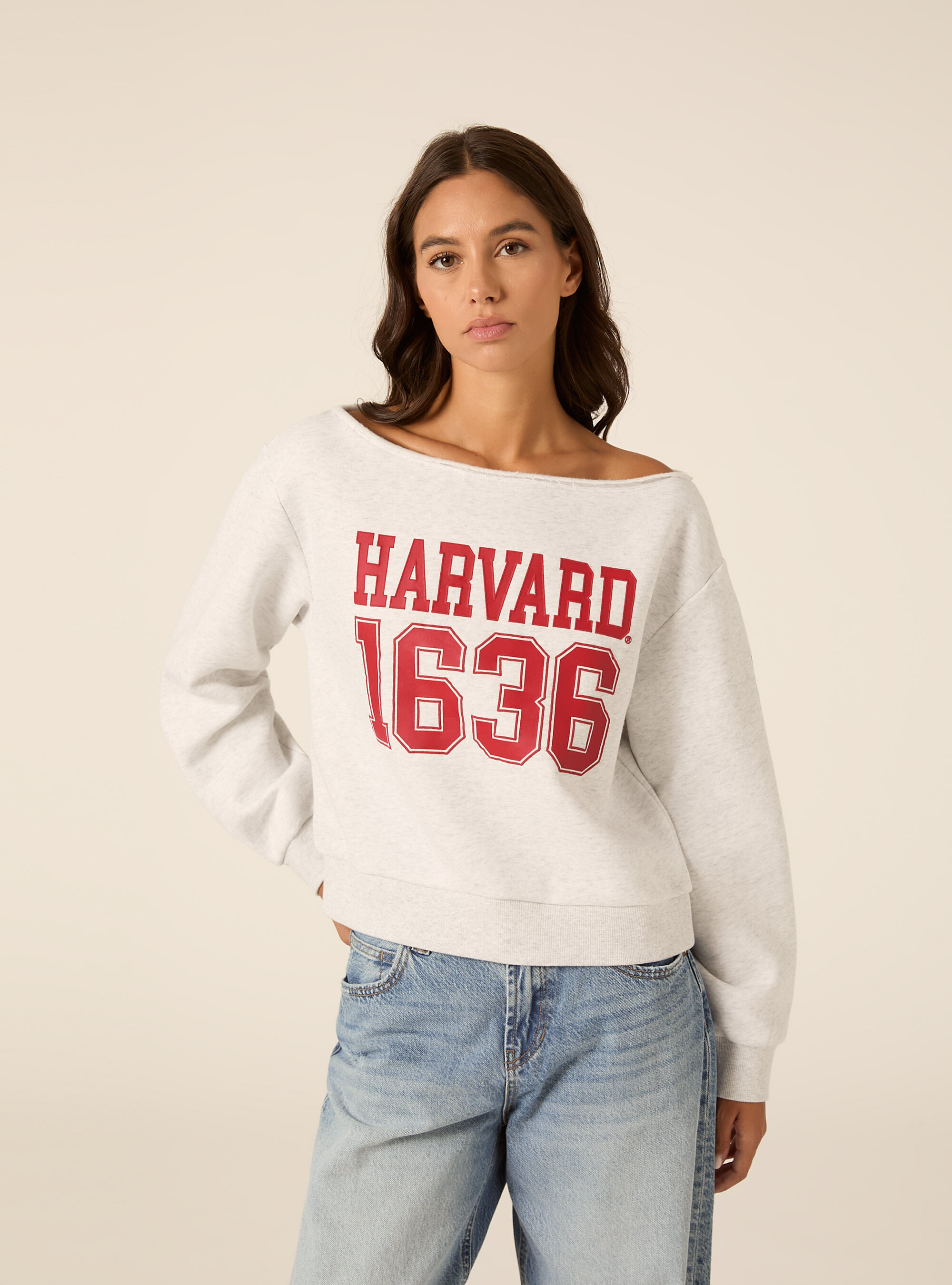 Felpa scollo a barca harvard