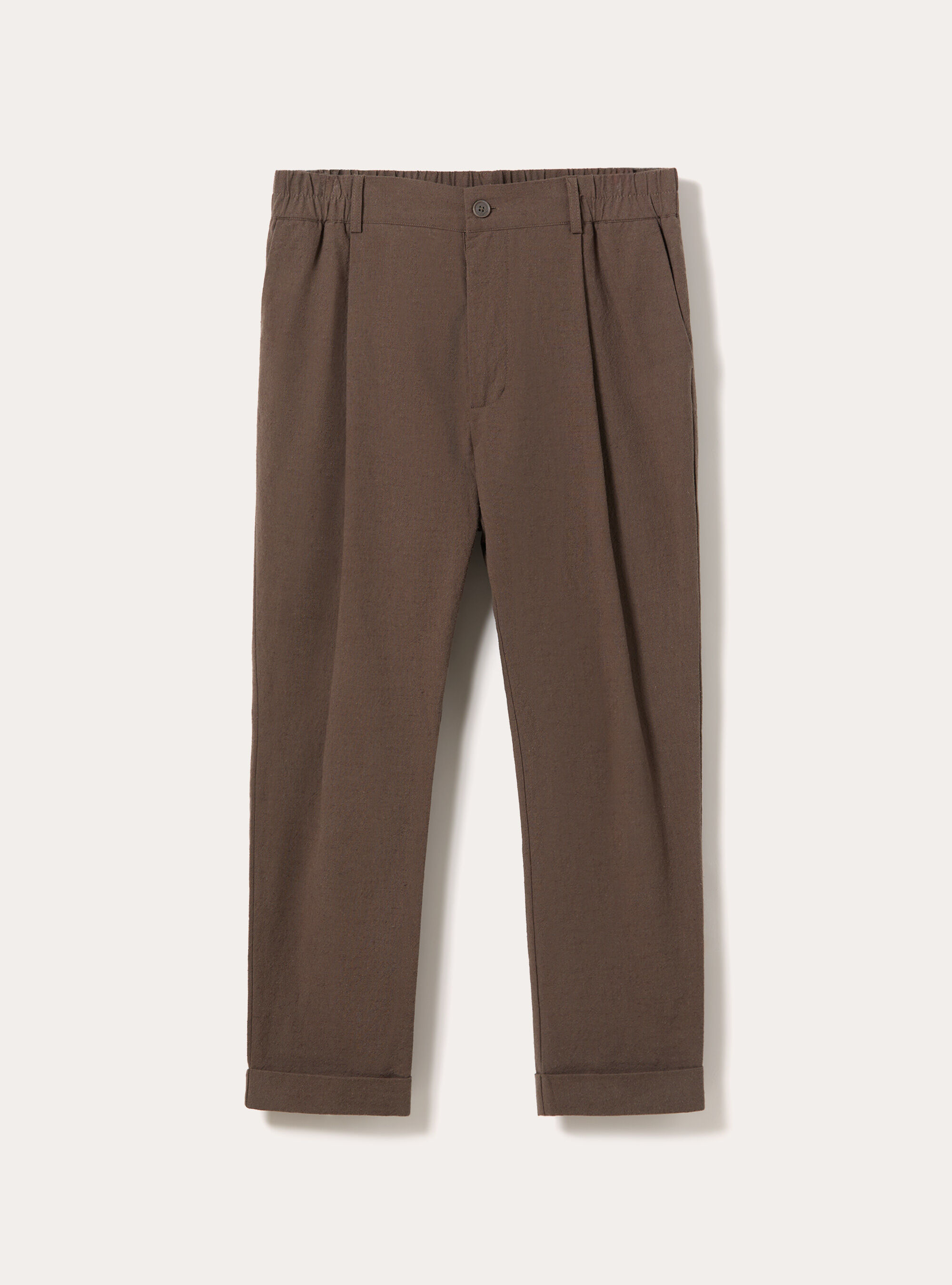 Slim Fit Cropped Pleated Trousers, MBR2 BROWN MEL MED