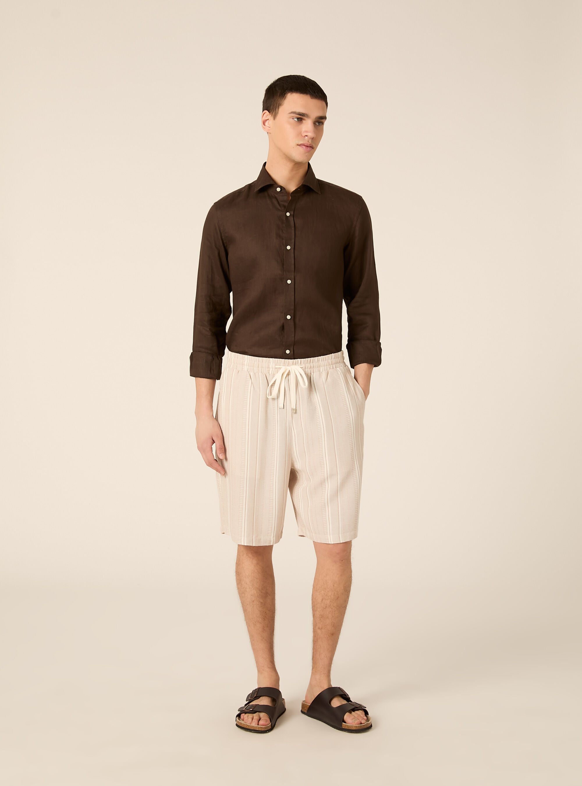 Bermuda in misto lino testurizzato