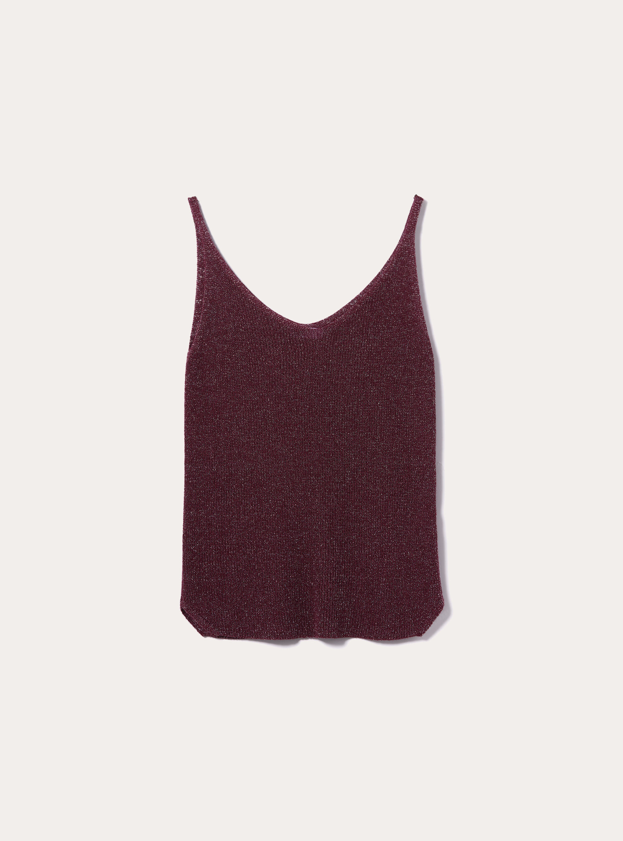 Lurex knit tank top, BO1 BORDEAUX DARK