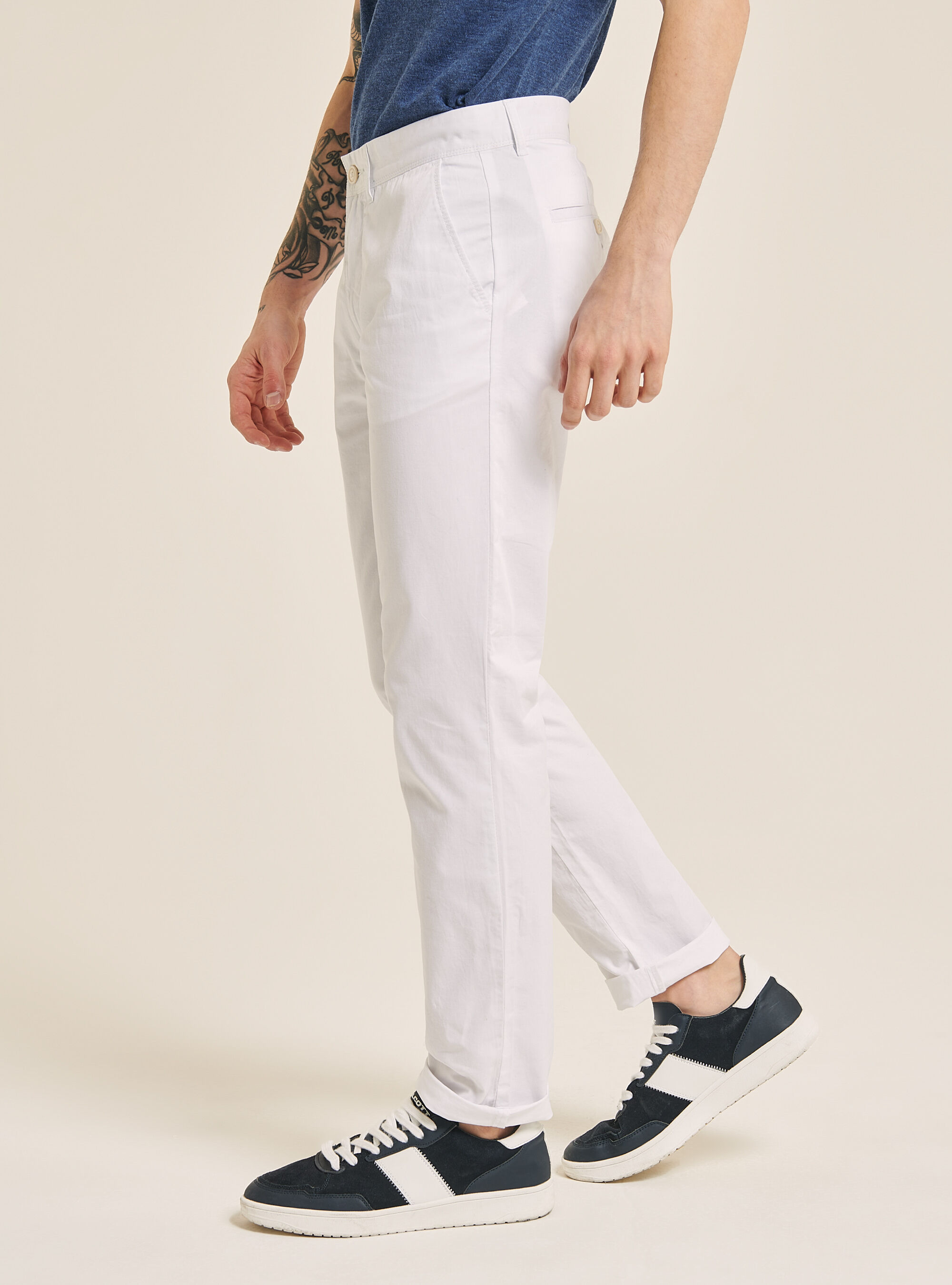 Twill chinos, WHITE