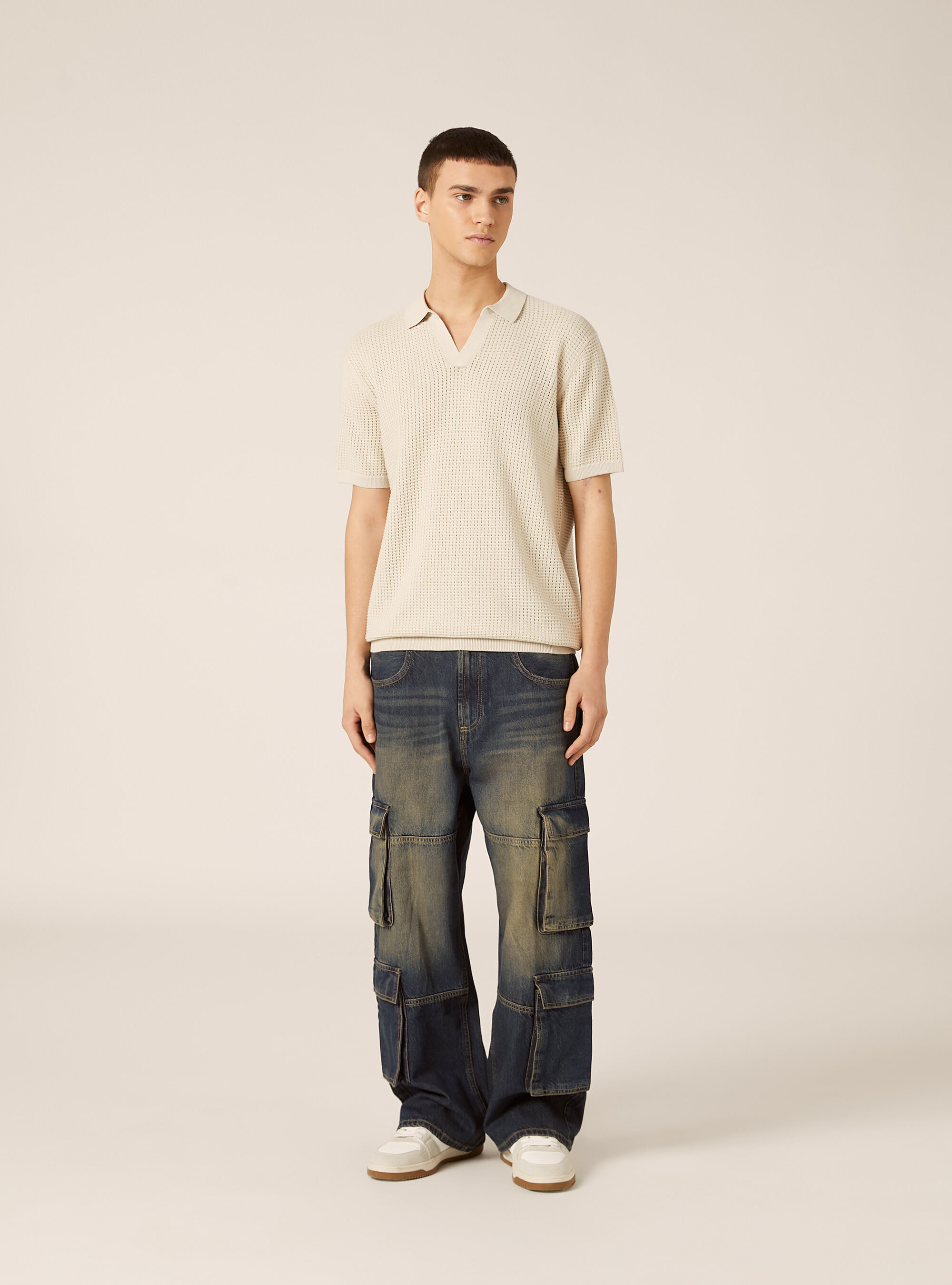Polo-Shirt aus durchbrochenem Strick