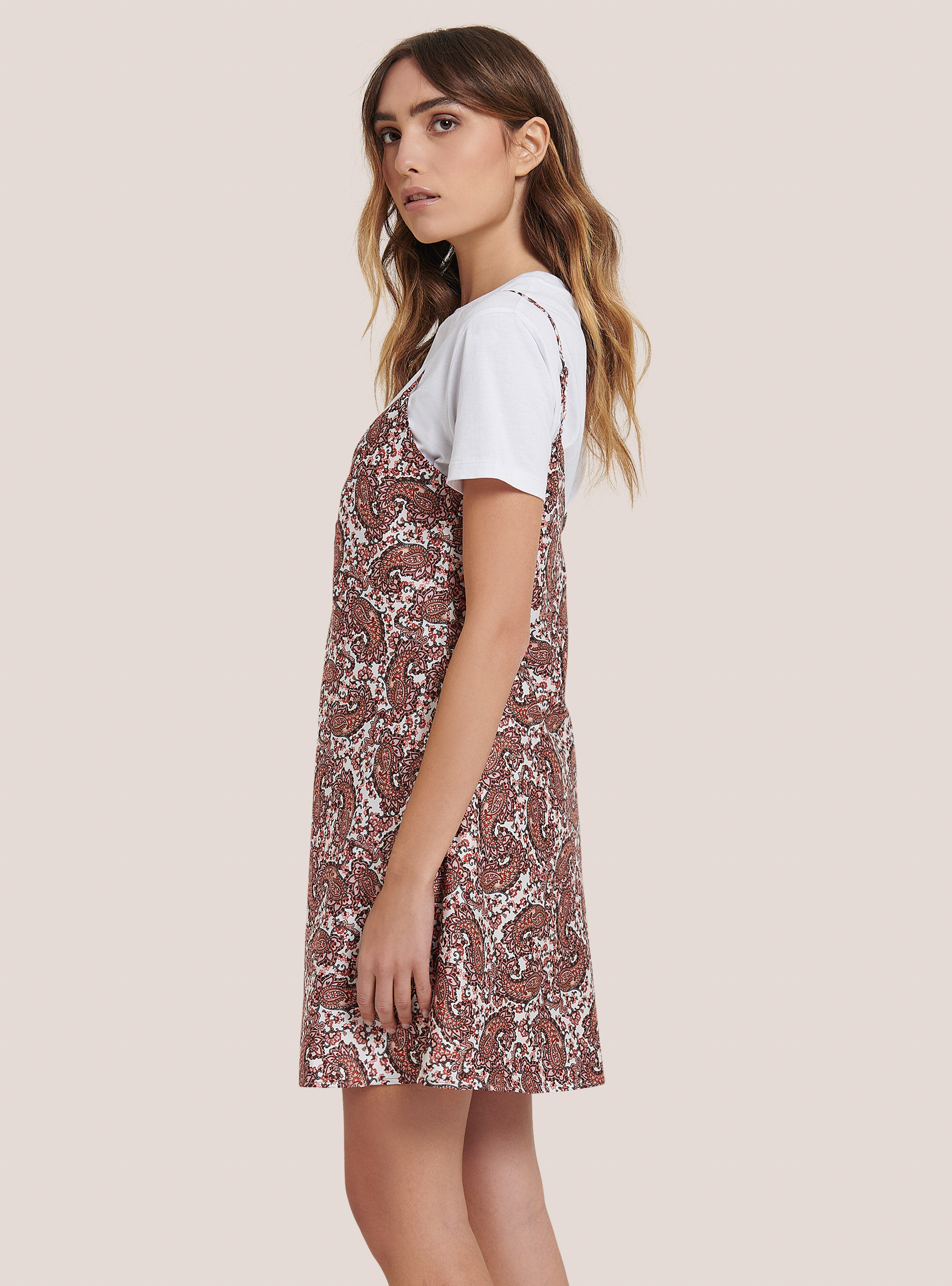 Mini robe en satin imprim&eacute; cachemire, C099 WHITE