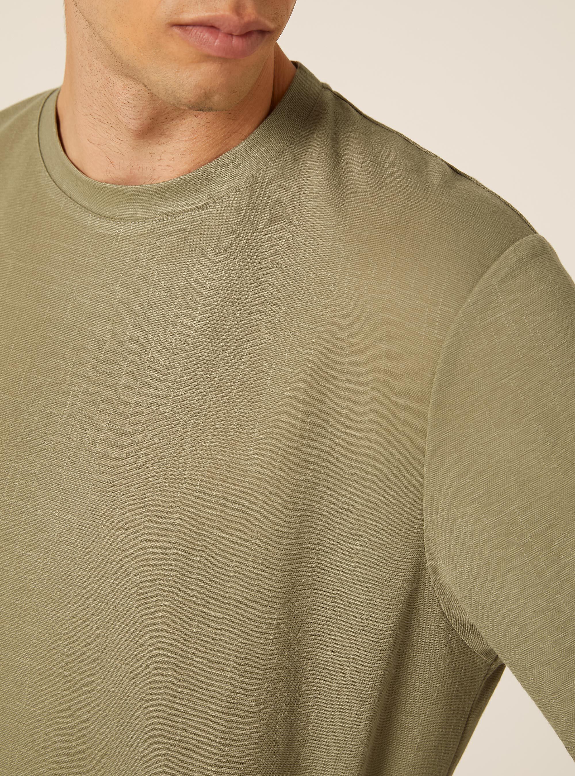 Boxy Fit Textured T-Shirt, KY2 KAKY MEDIUM