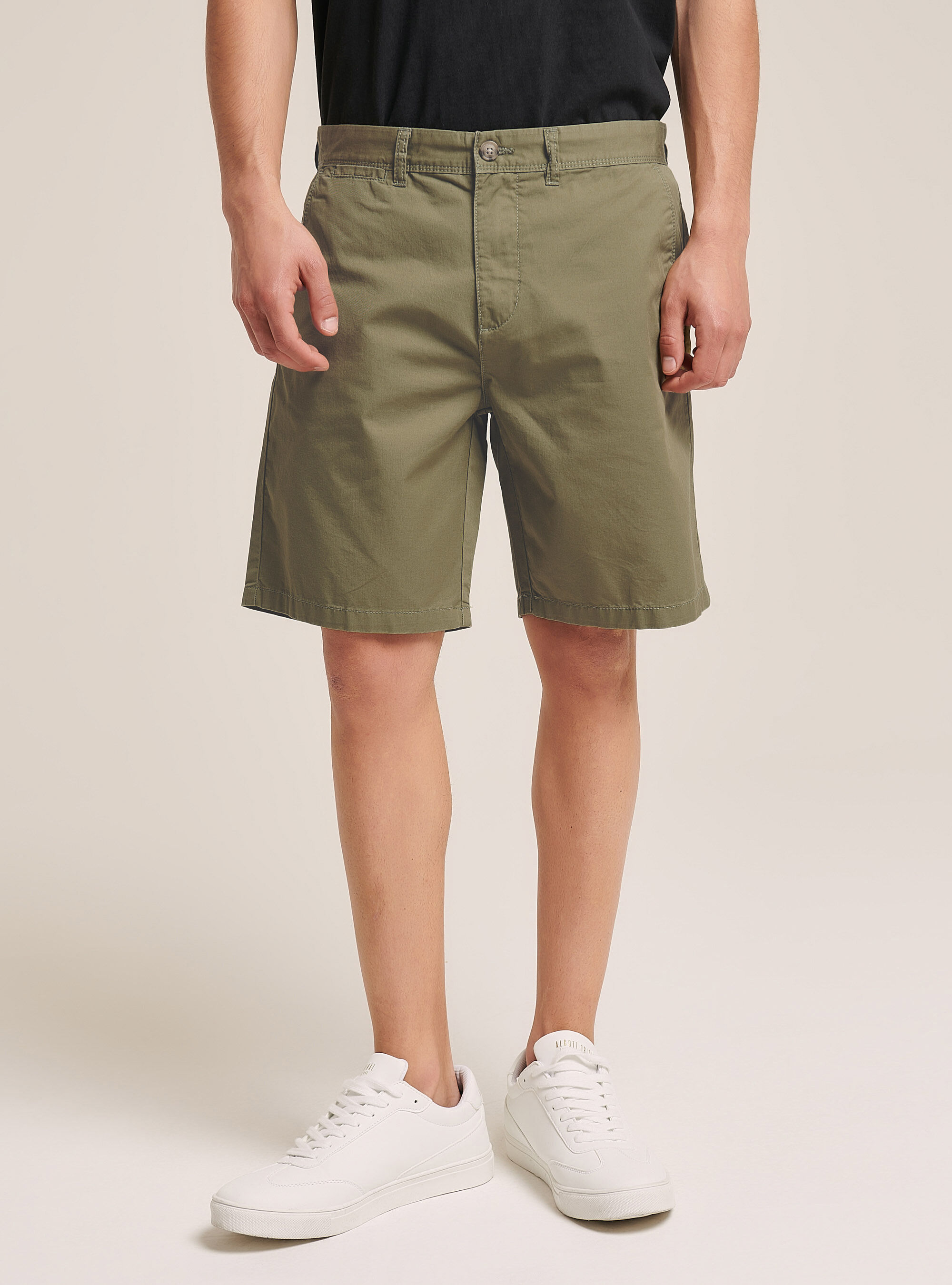 Plain Fit Twill Bermuda Shorts, KY2 KAKY MEDIUM